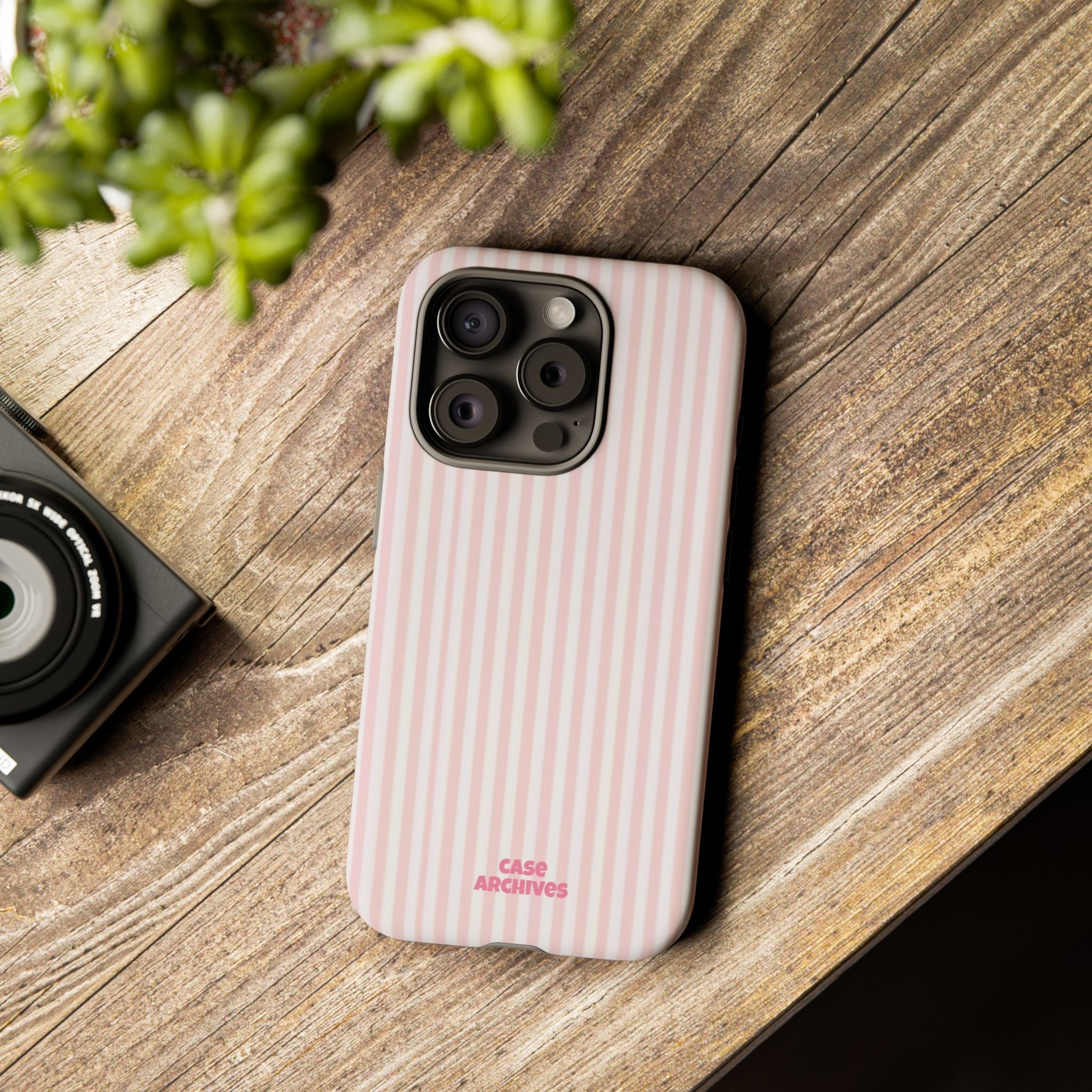 Pink Pastel Stripe Tough Phone Case — Protective iPhone Cover