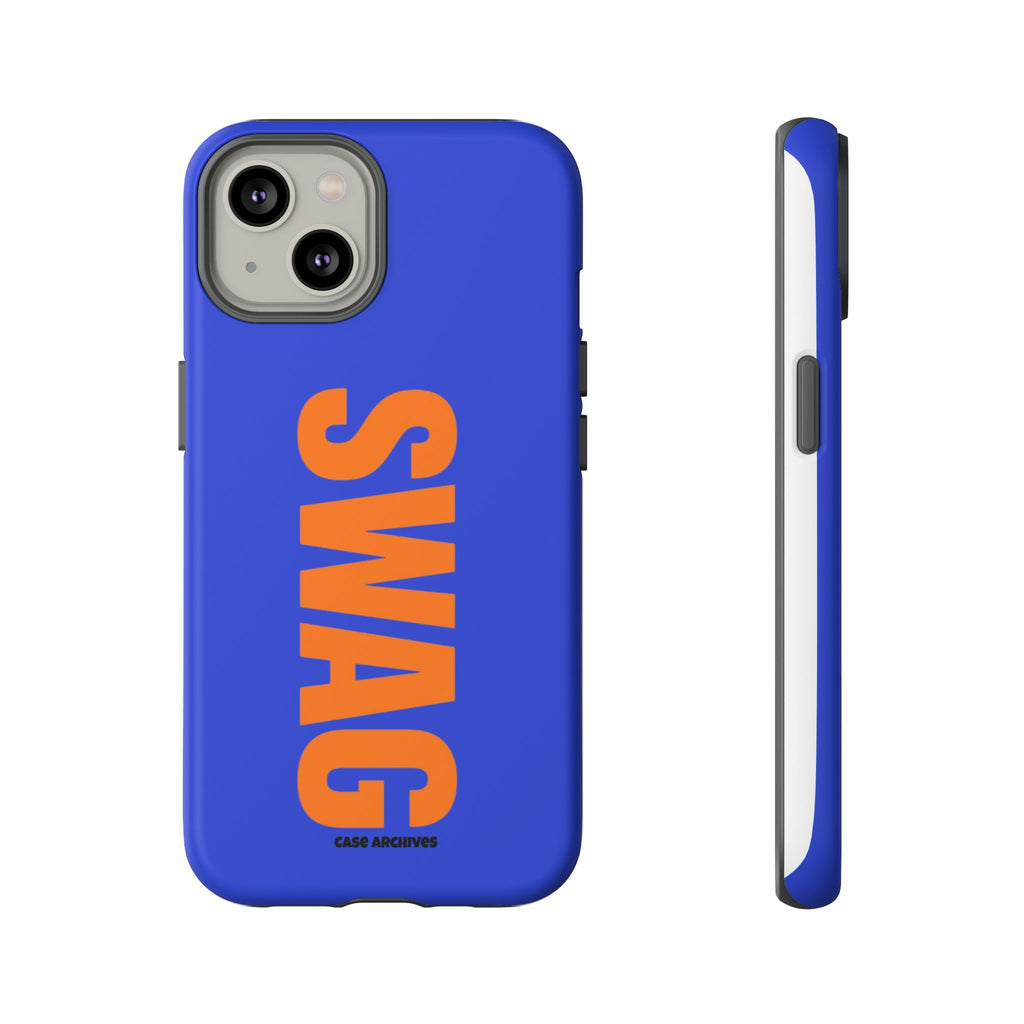 SWAG phone case | Tough Cases blue orange typography