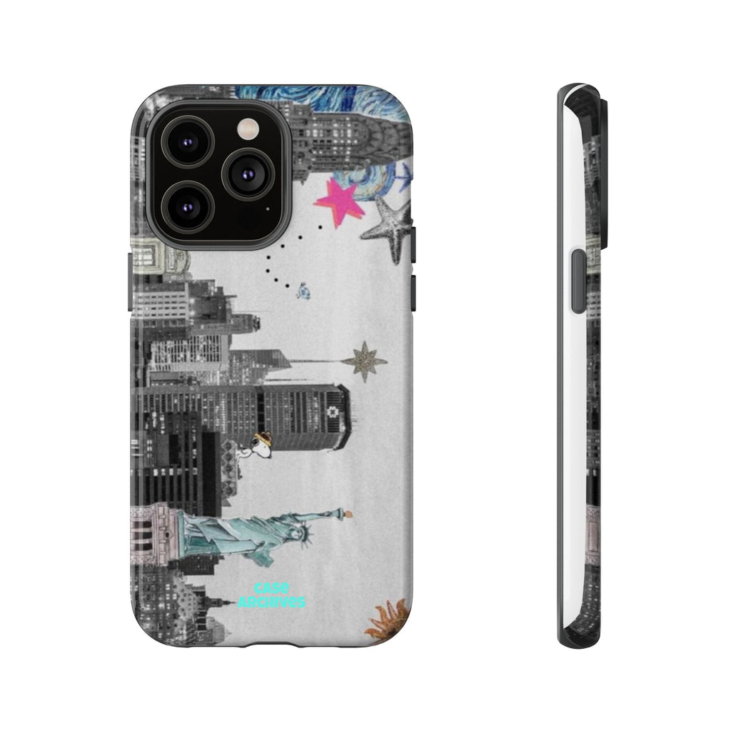 City Skyline Tough Phone Case – Statue of Liberty Urban Art Protective Cover