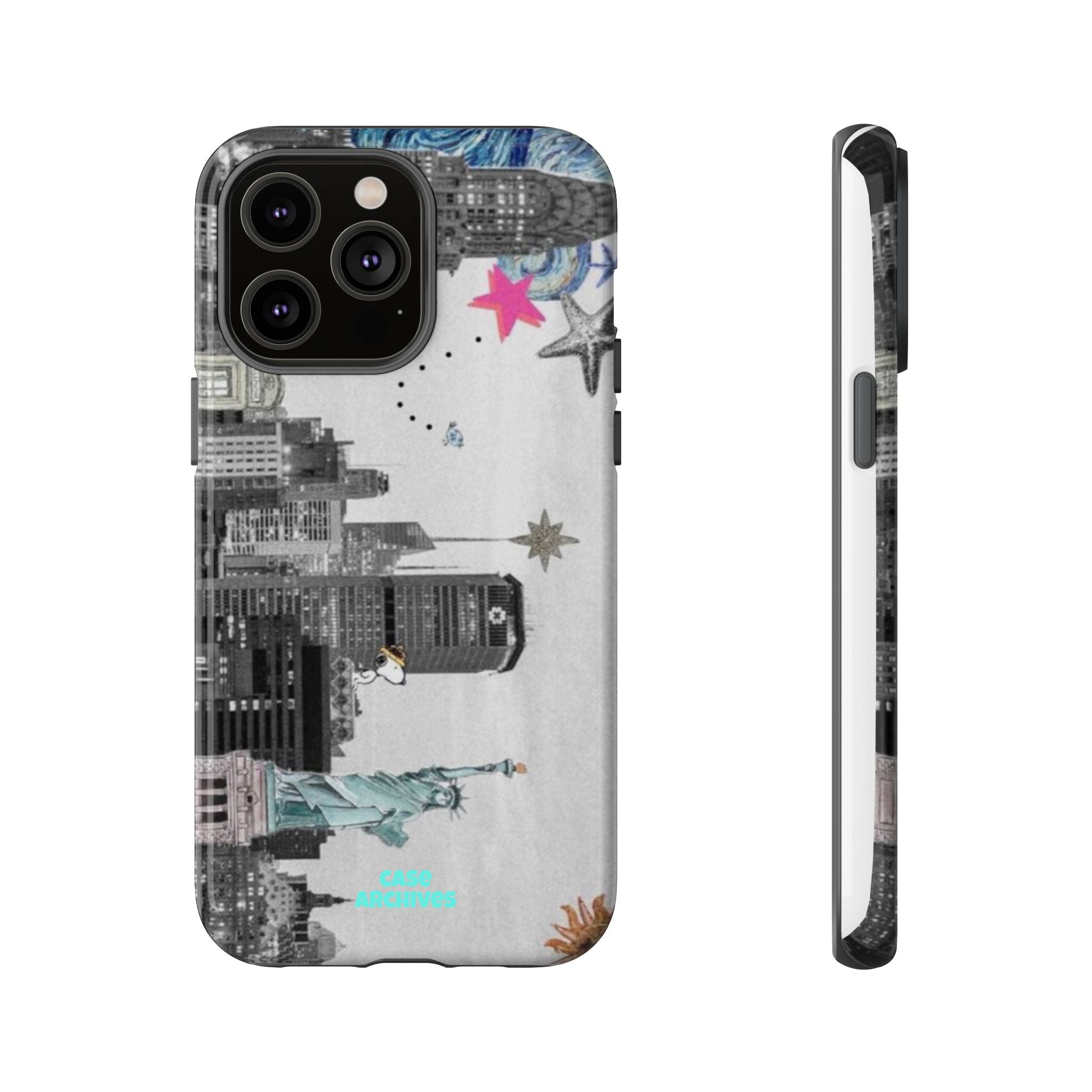 City Skyline Tough Phone Case – Statue of Liberty Urban Art Protective Cover