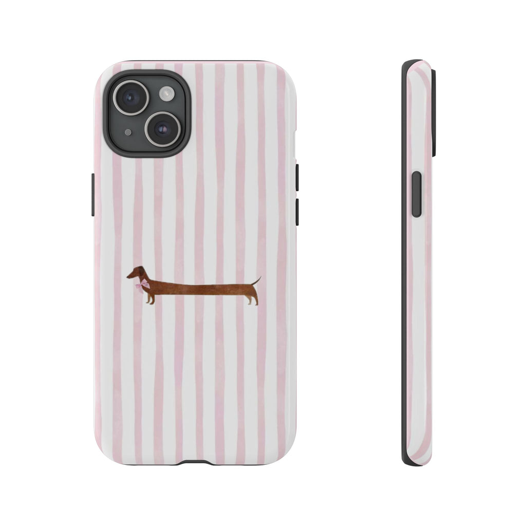 Dachshund Stripe Phone Case — Cute Pink Wiener Dog Protective Case