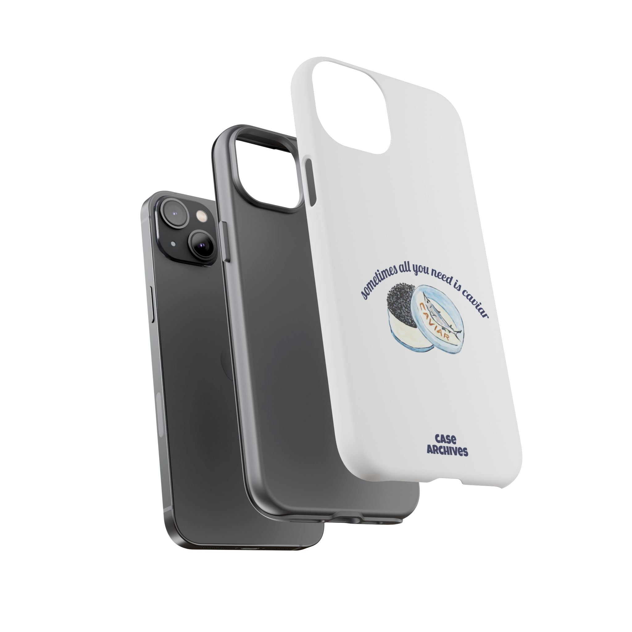 Caviar Illustration Phone Case — "sometimes all you need is caviar" Protective Hard Case