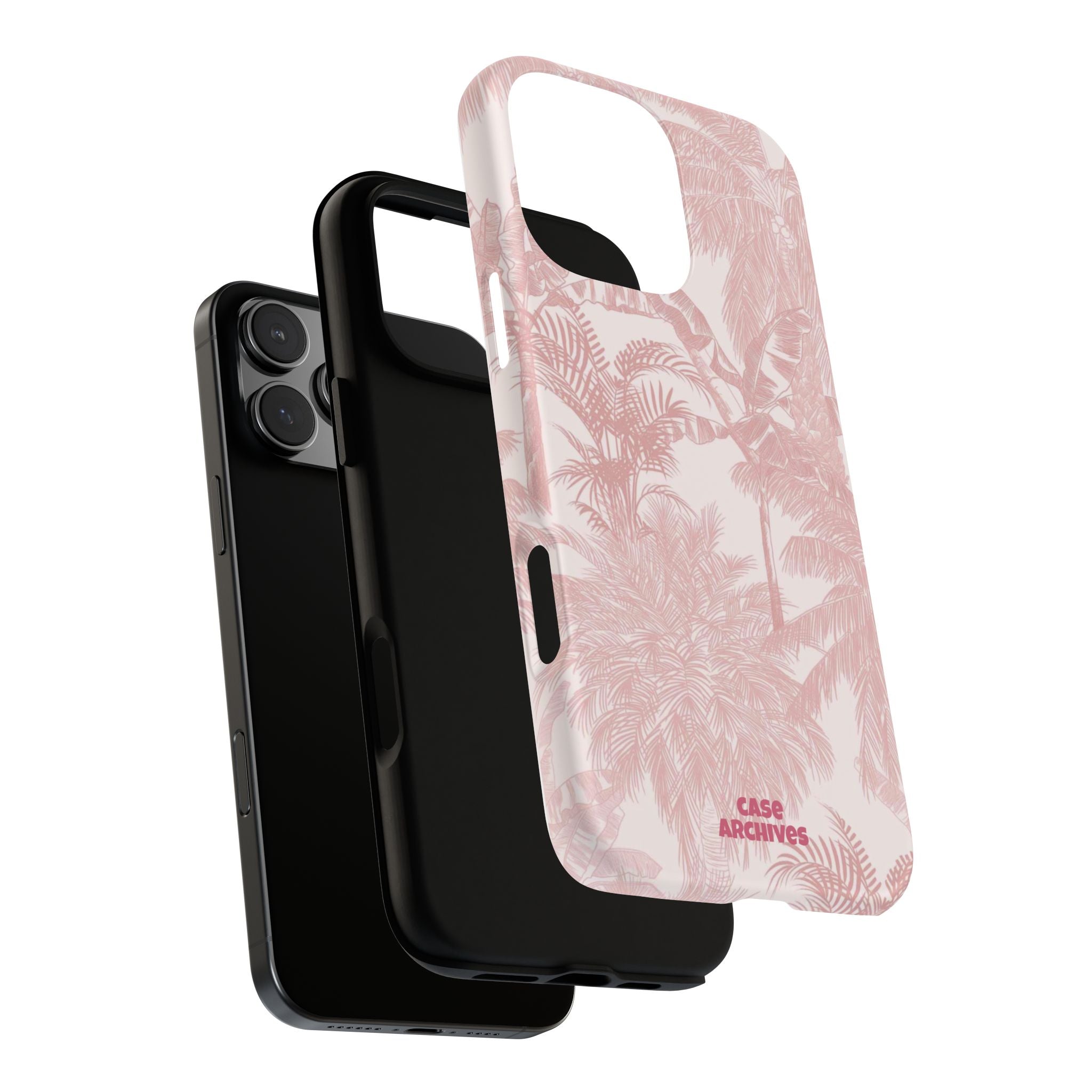Pink Tropical Palm Tough Phone Case — Protective Floral iPhone Cover
