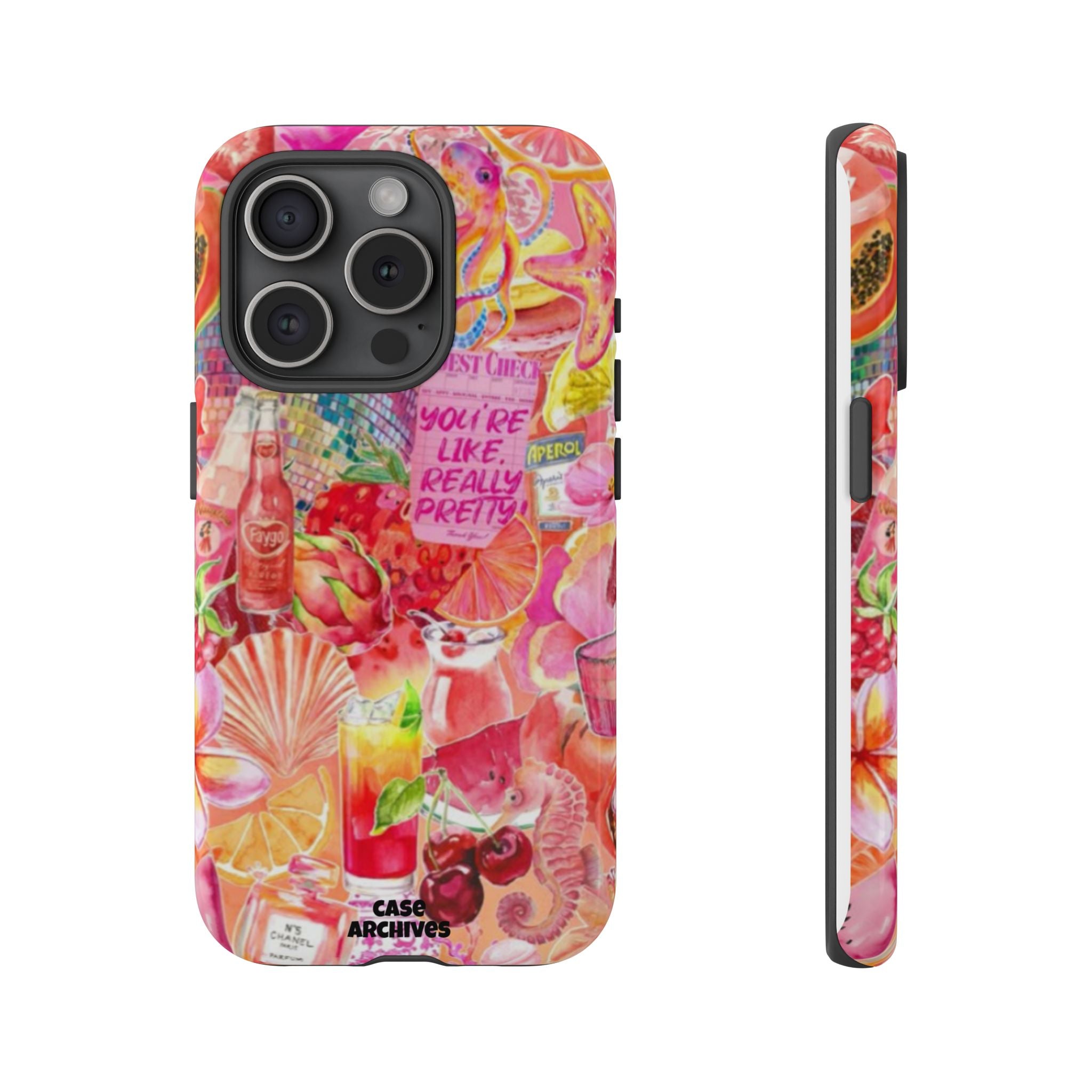 Phone Case — Pink Tropical Collage "You're Like, Really Pretty"