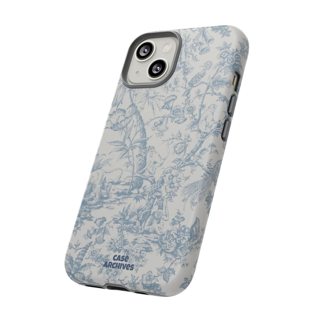 Toile Floral Tough Phone Case — Blue Vintage Botanical iPhone Protection