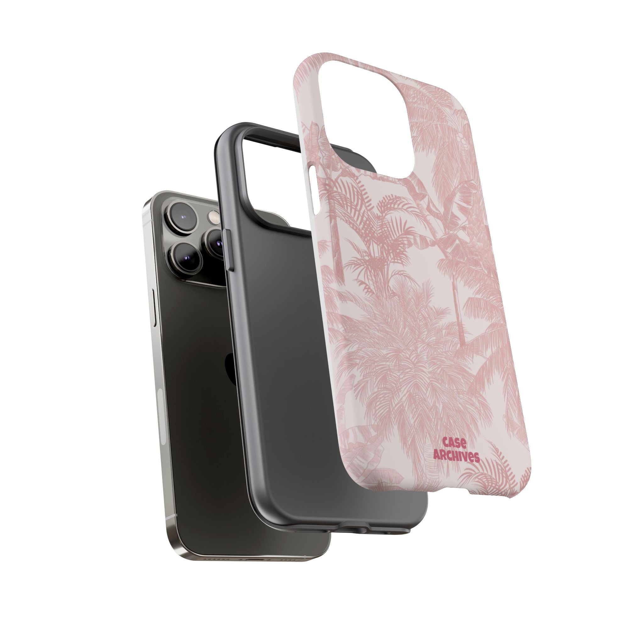 Pink Tropical Palm Tough Phone Case — Protective Floral iPhone Cover