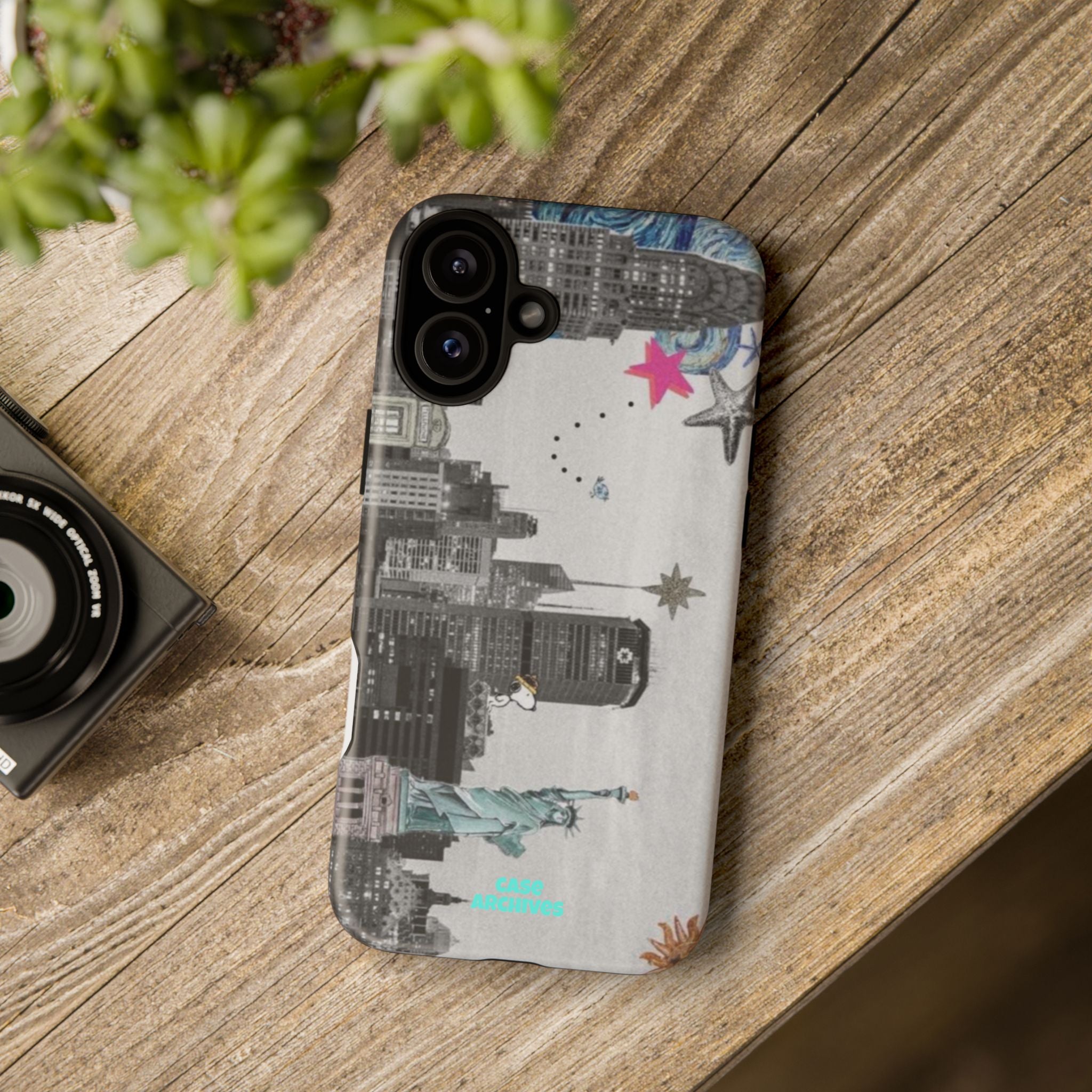 City Skyline Tough Phone Case – Statue of Liberty Urban Art Protective Cover
