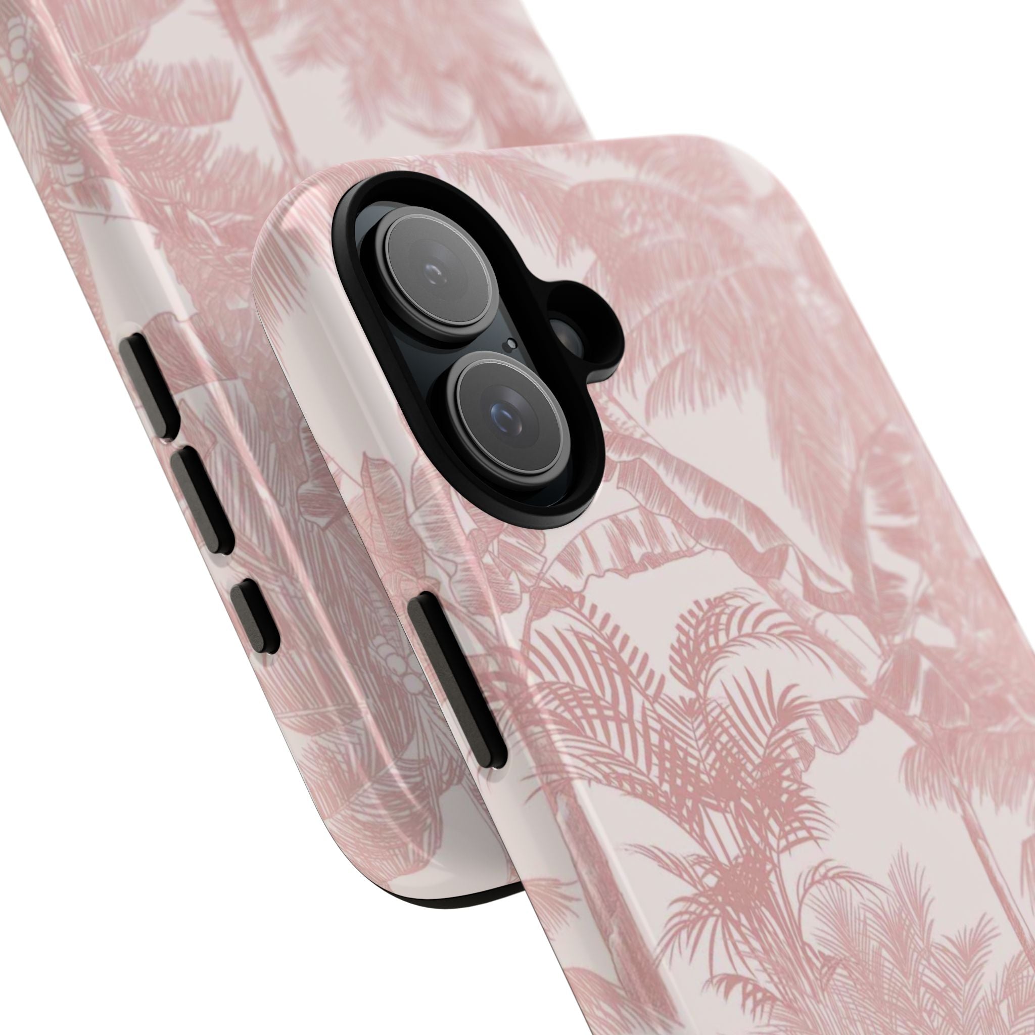 Pink Tropical Palm Tough Phone Case — Protective Floral iPhone Cover