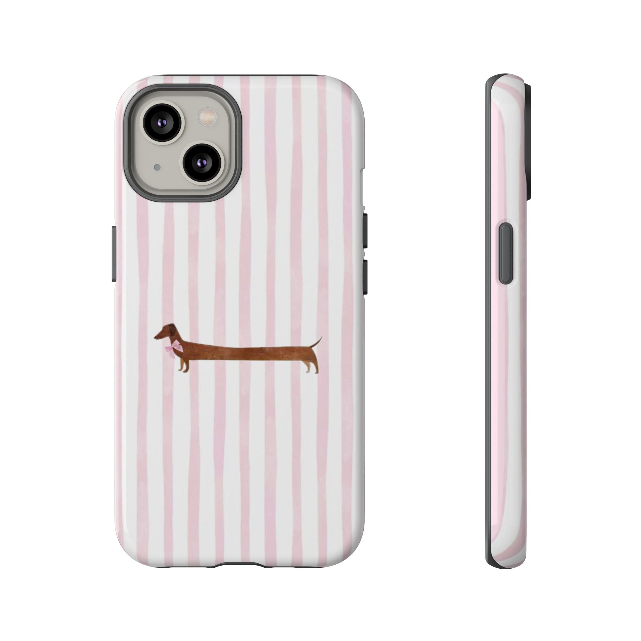 Dachshund Stripe Phone Case — Cute Pink Wiener Dog Protective Case