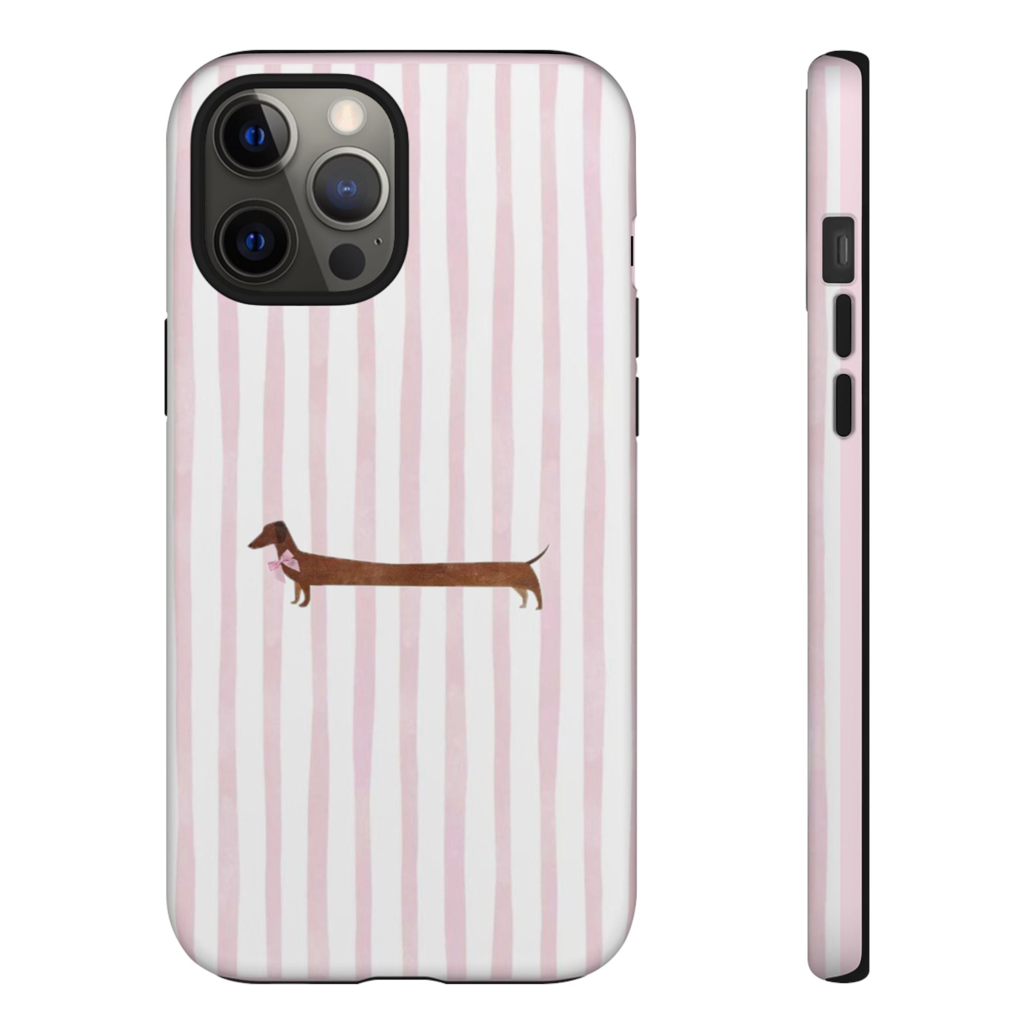 Dachshund Stripe Phone Case — Cute Pink Wiener Dog Protective Case