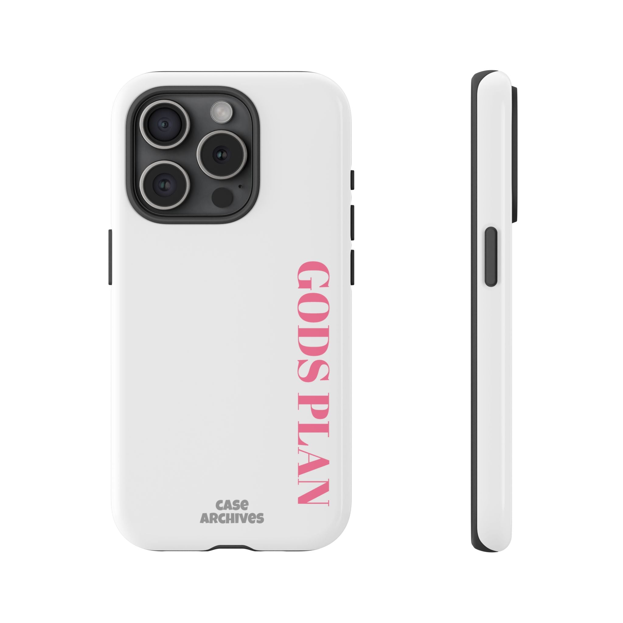 Phone Case — GODS PLAN Vertical Pink Text Religious iPhone Cover