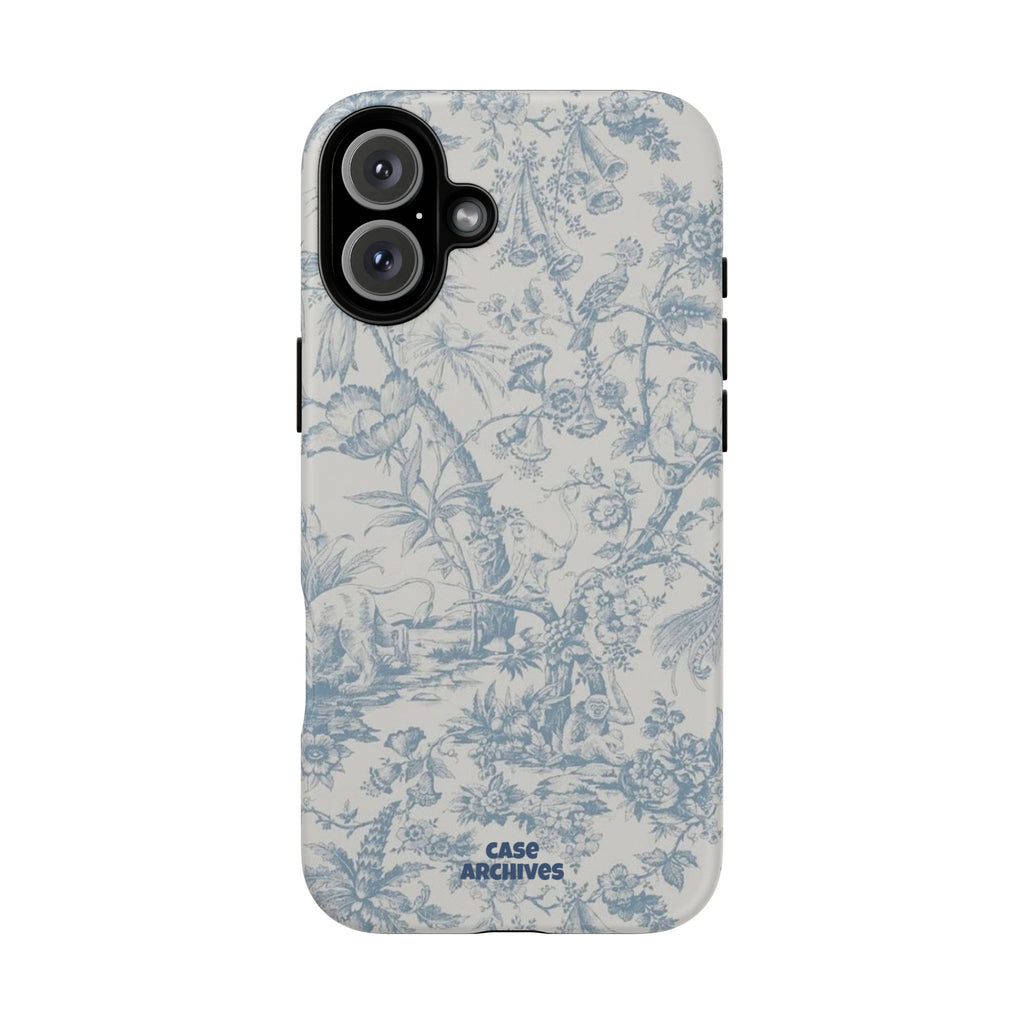 Toile Floral Tough Phone Case — Blue Vintage Botanical iPhone Protection
