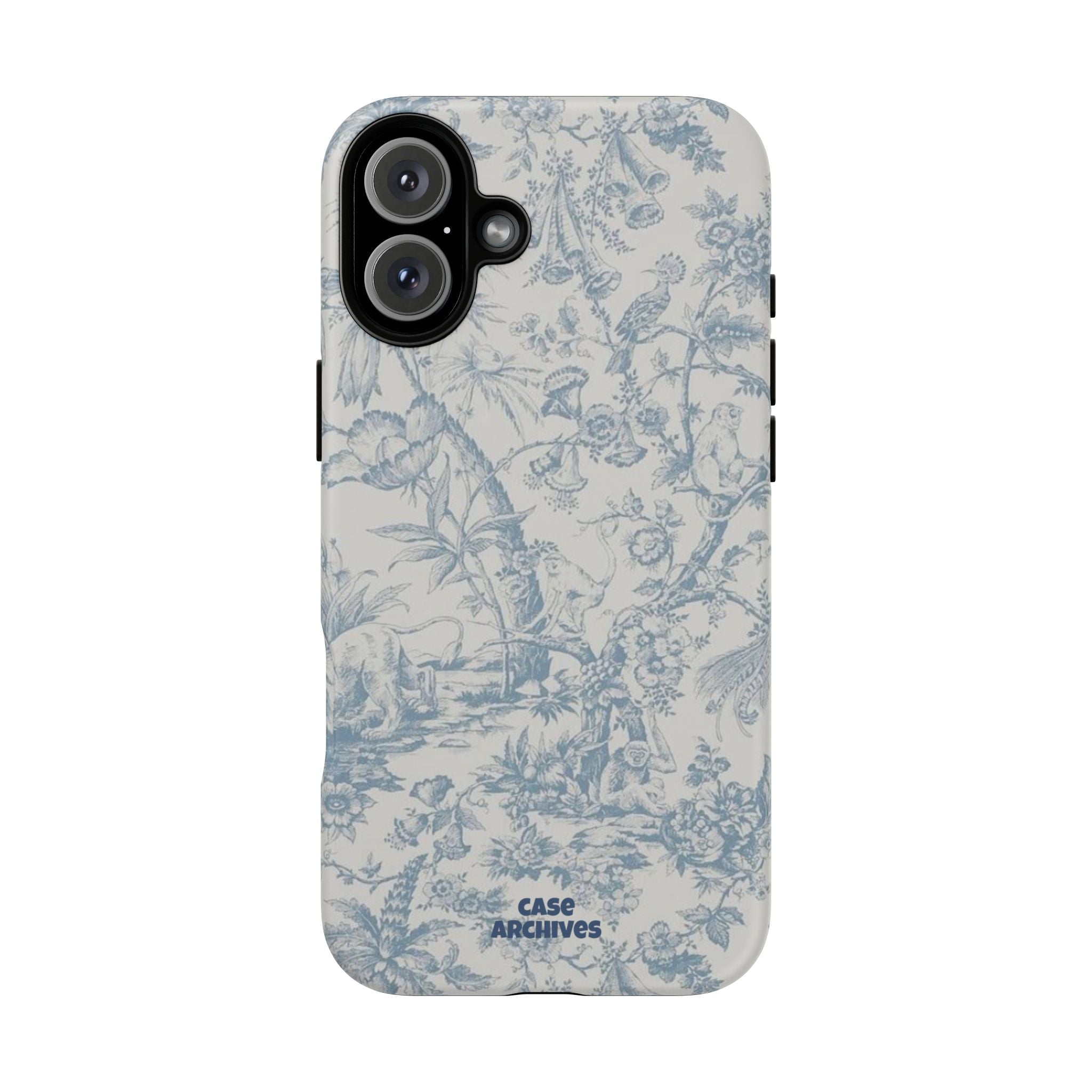 Toile Floral Tough Phone Case — Blue Vintage Botanical iPhone Protection