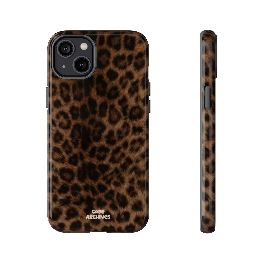 Leopard Print Phone Case — Protective Tough Case with Brown Animal Print