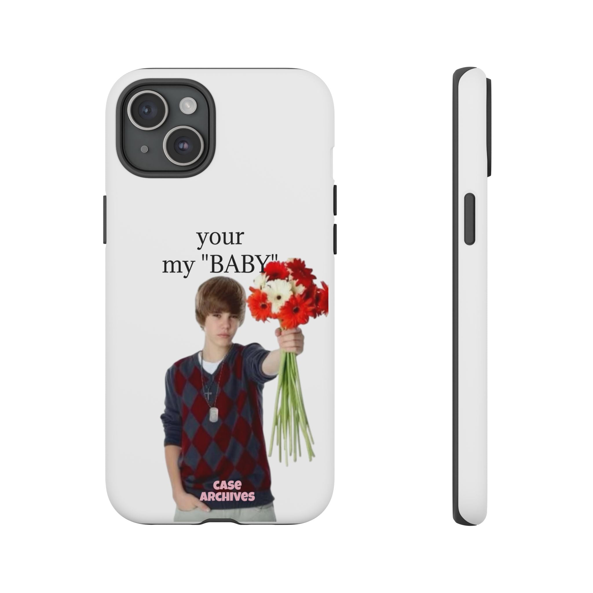 “your my 'BABY'” Justin Retro Photo Floral Design