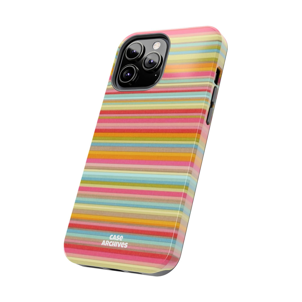 Tough Phone Case — Colorful Retro Striped Protective Cover