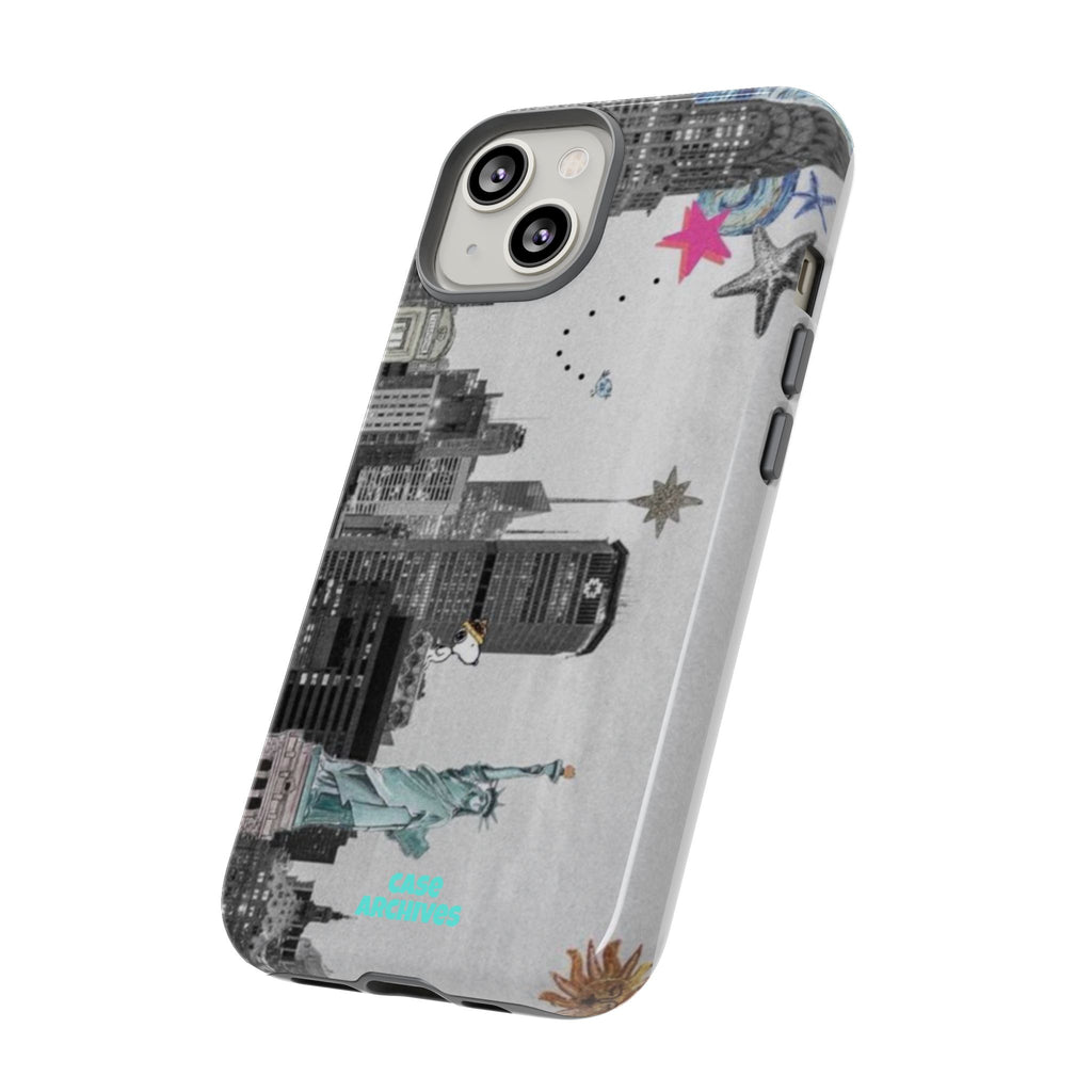 City Skyline Tough Phone Case – Statue of Liberty Urban Art Protective Cover