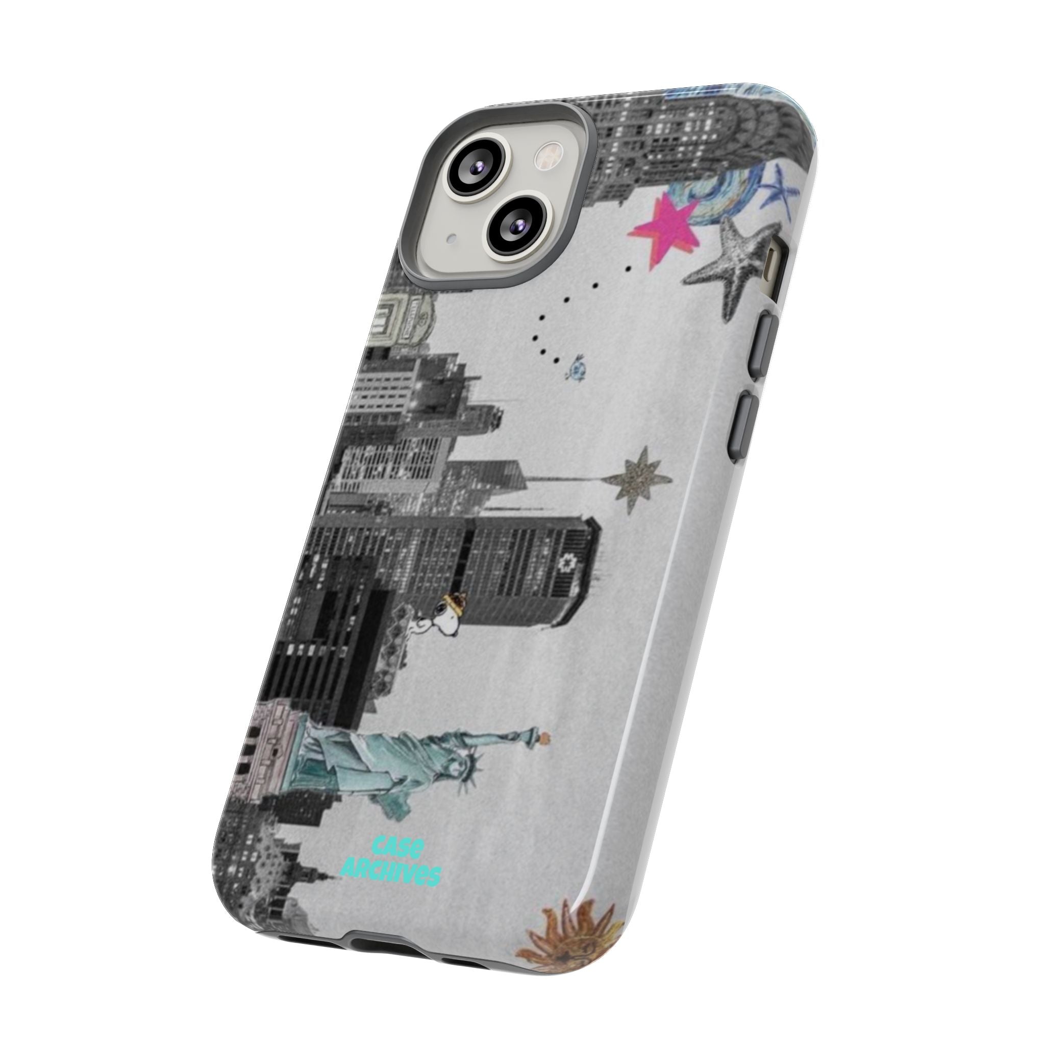 City Skyline Tough Phone Case – Statue of Liberty Urban Art Protective Cover