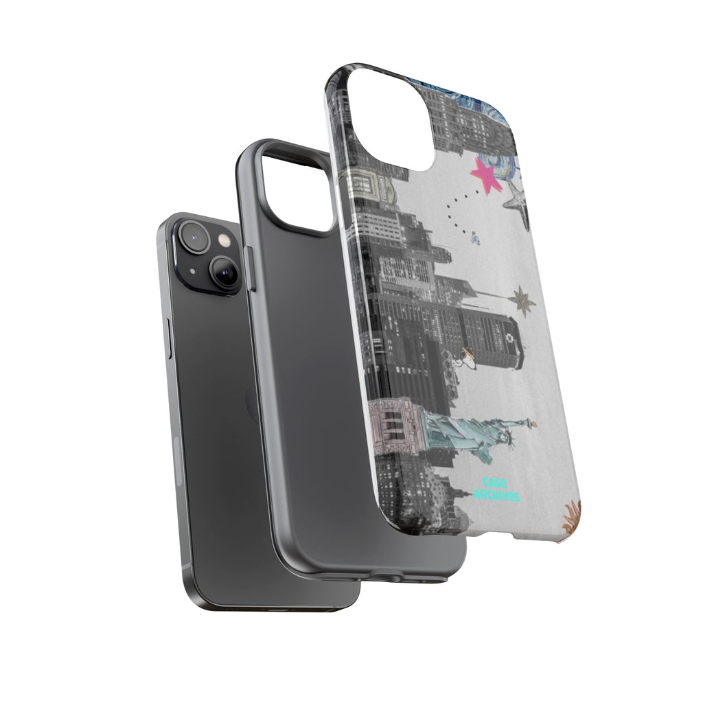 City Skyline Tough Phone Case – Statue of Liberty Urban Art Protective Cover
