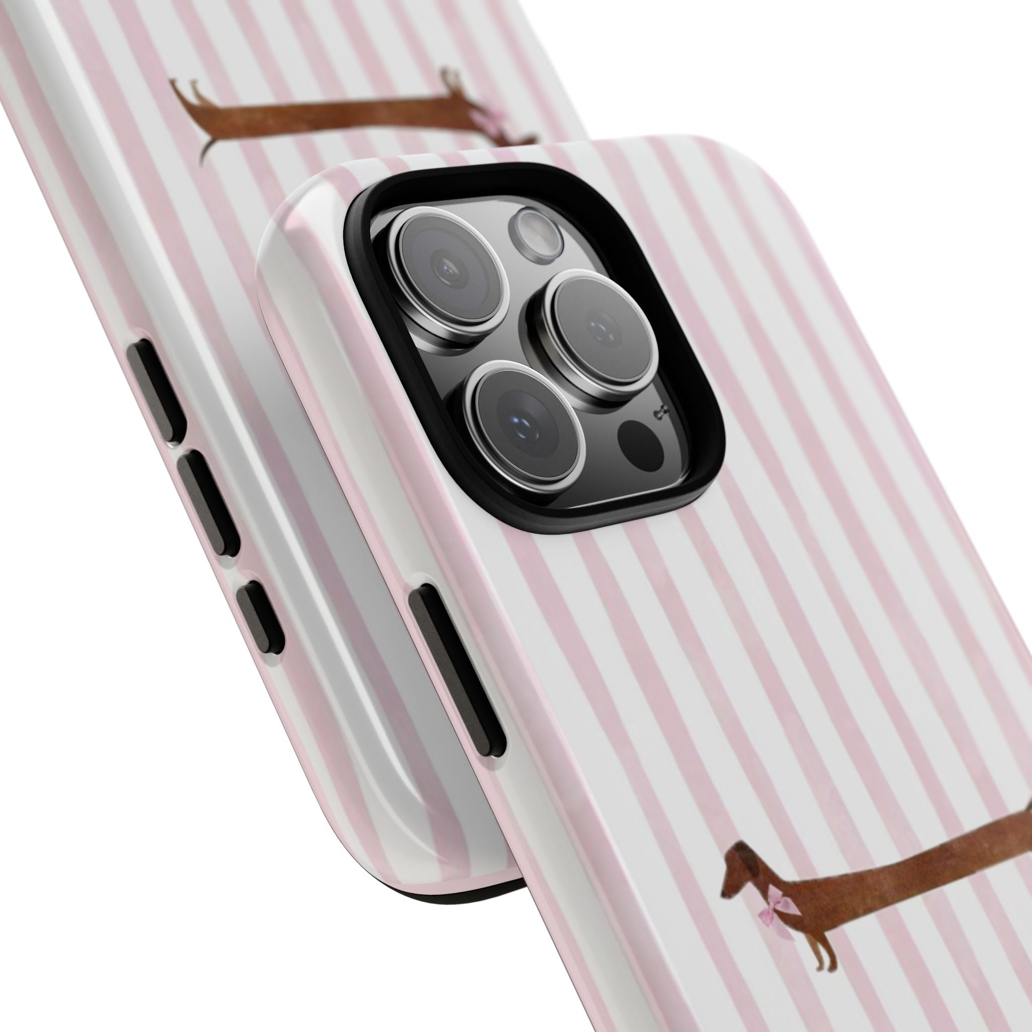 Dachshund Stripe Phone Case — Cute Pink Wiener Dog Protective Case