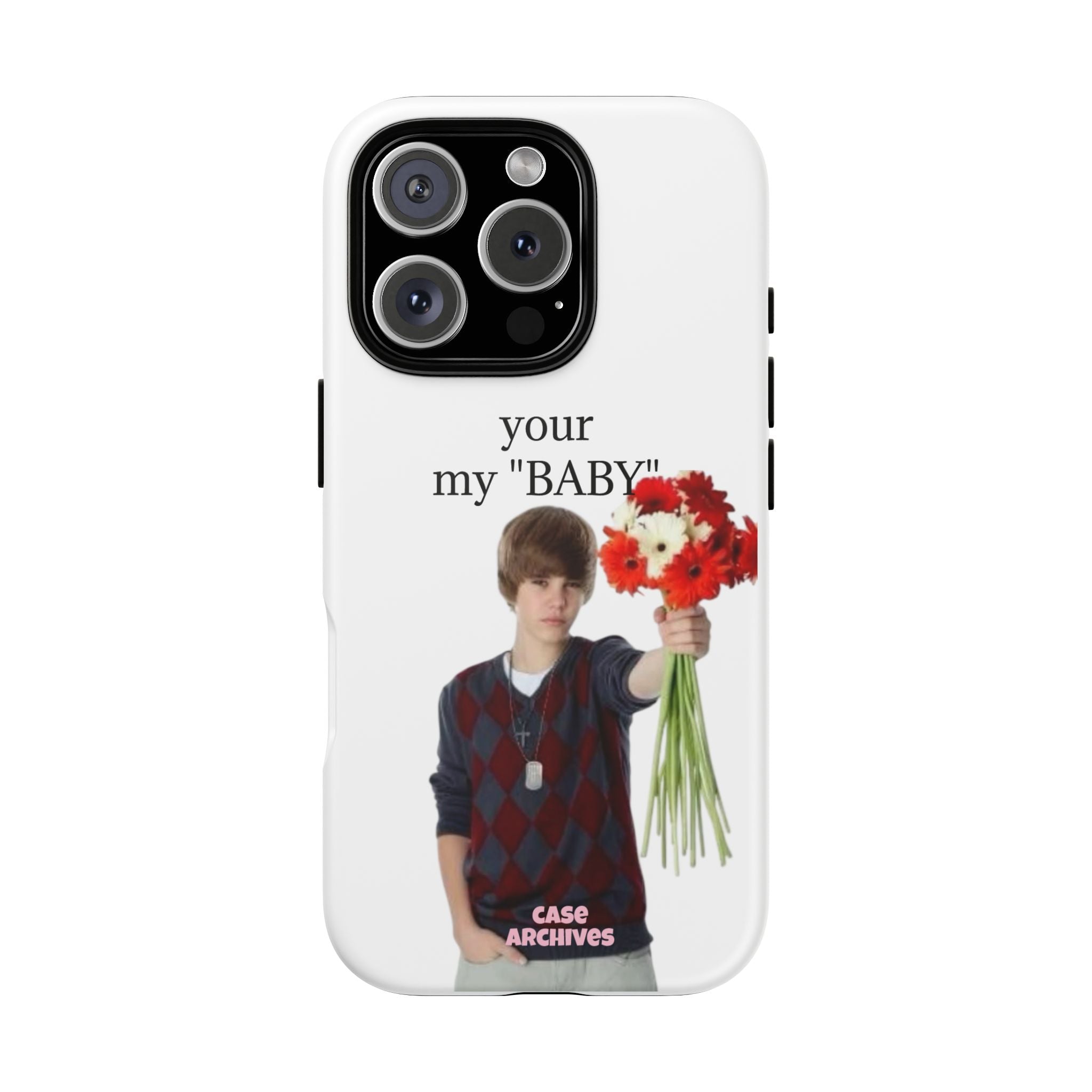 “your my 'BABY'” Justin Retro Photo Floral Design