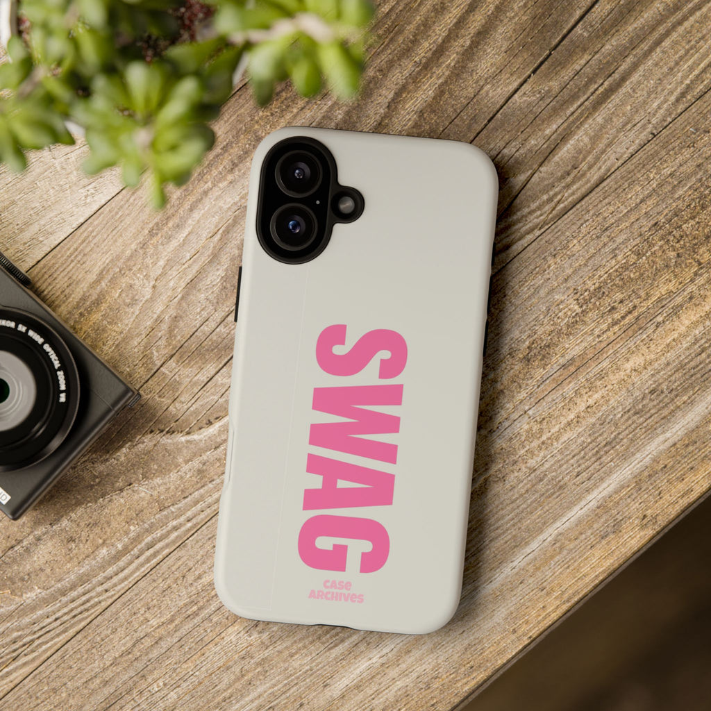 SWAG Phone Case — Bold Pink Vertical Text Tough Case