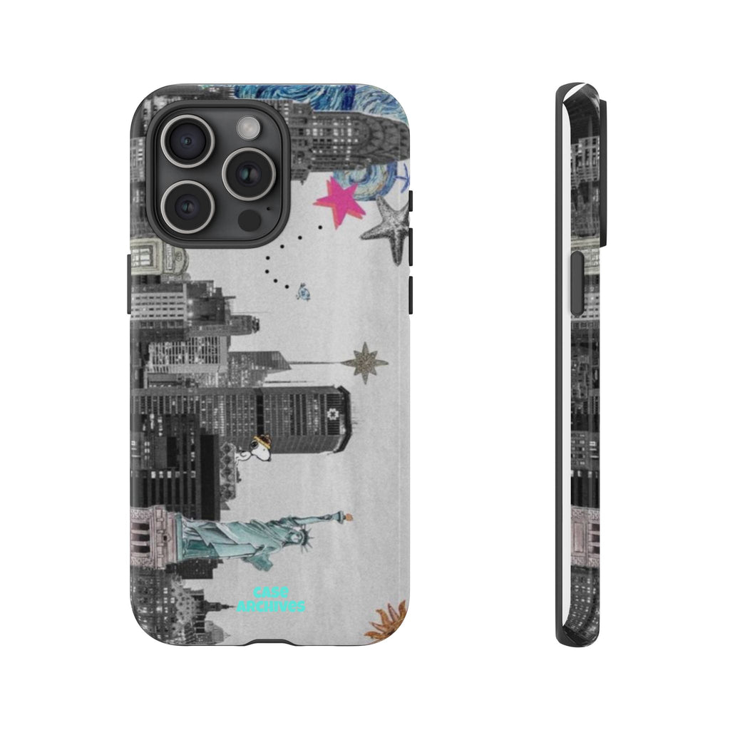 City Skyline Tough Phone Case – Statue of Liberty Urban Art Protective Cover