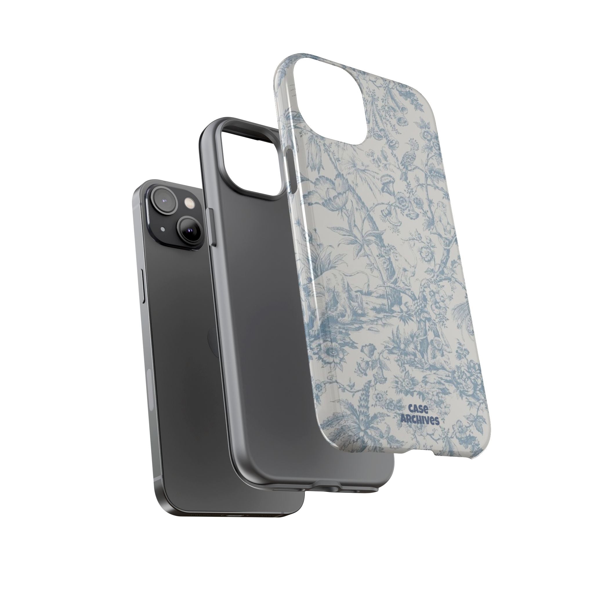 Toile Floral Tough Phone Case — Blue Vintage Botanical iPhone Protection
