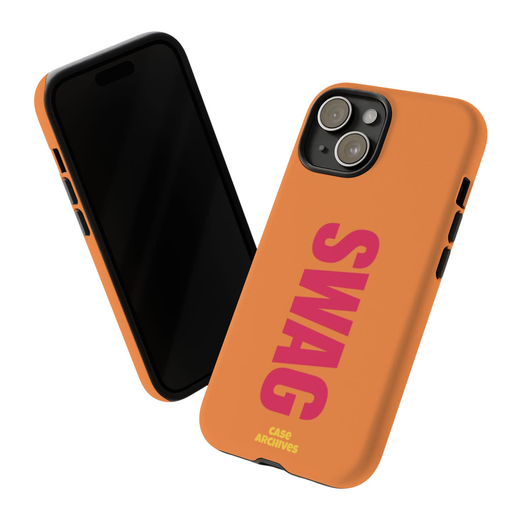 SWAG vertical text Tough Case | orange phone case, bold typography
