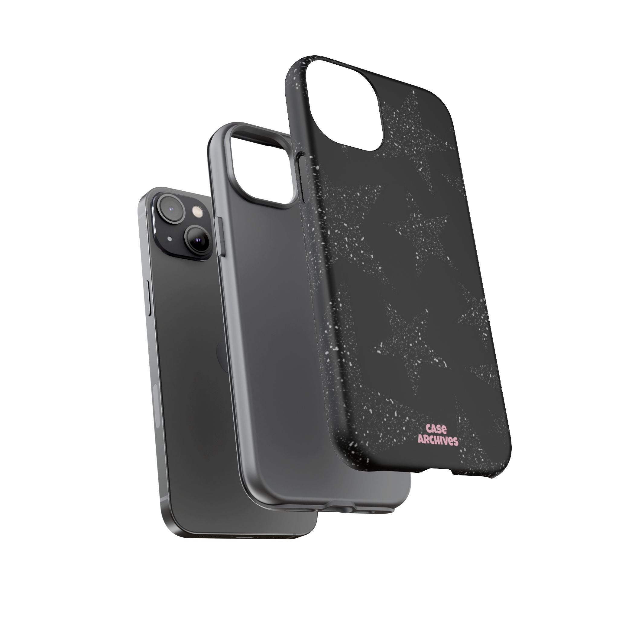 Glitter Star Tough Case — Black Sparkle Phone Protection