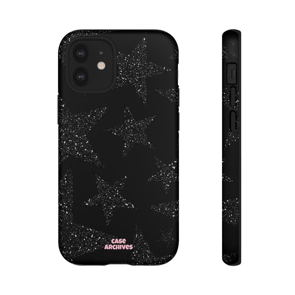 Glitter Star Tough Case — Black Sparkle Phone Protection