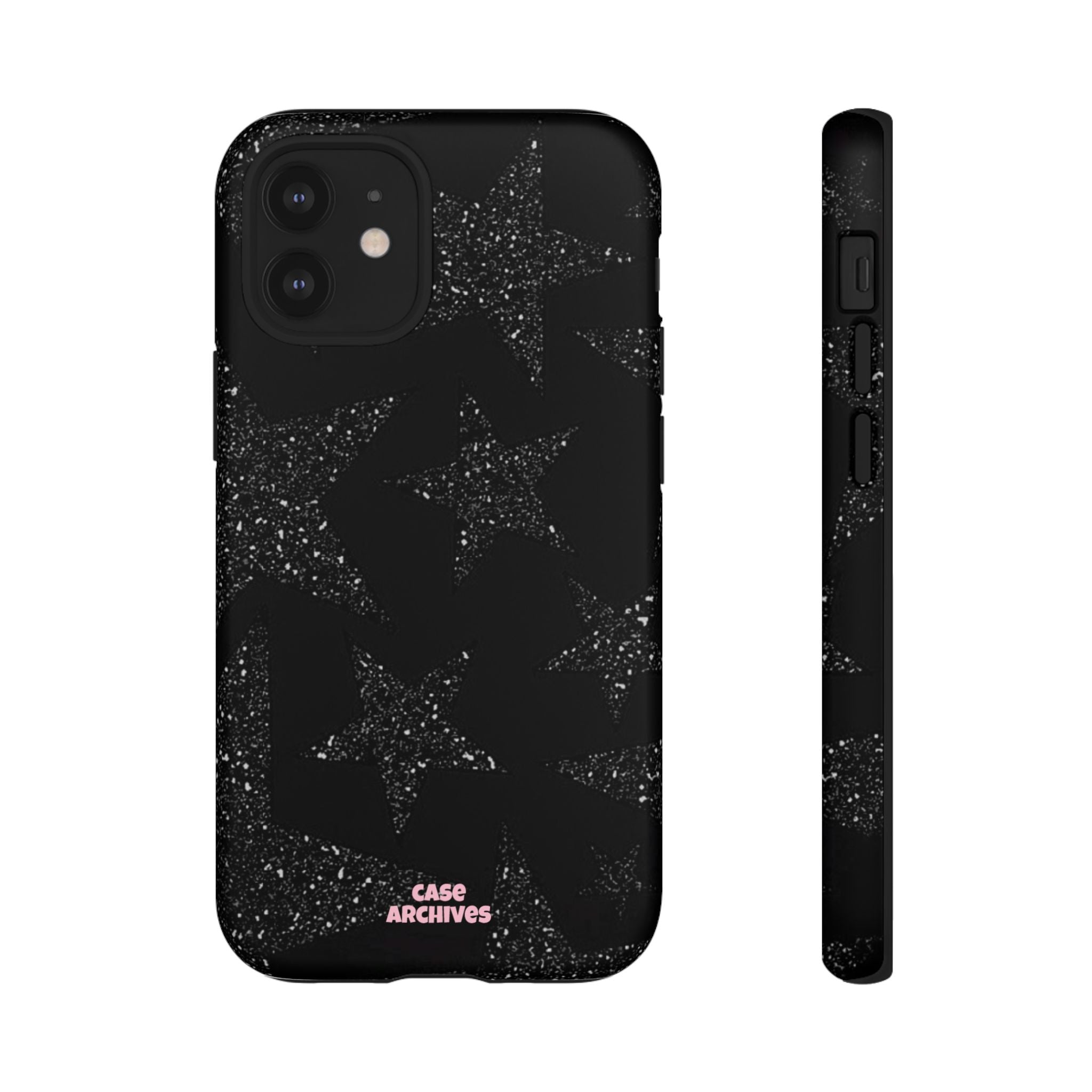 Glitter Star Tough Case — Black Sparkle Phone Protection