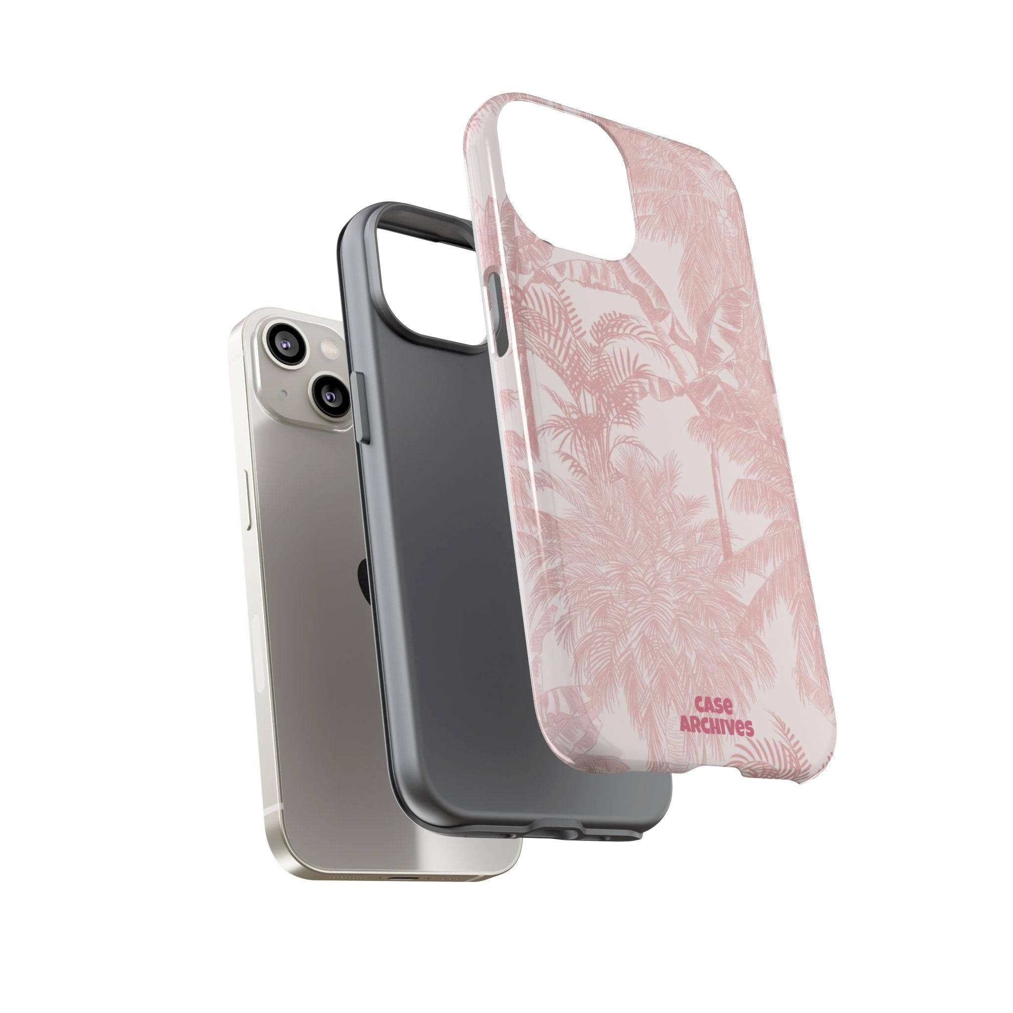 Pink Tropical Palm Tough Phone Case — Protective Floral iPhone Cover