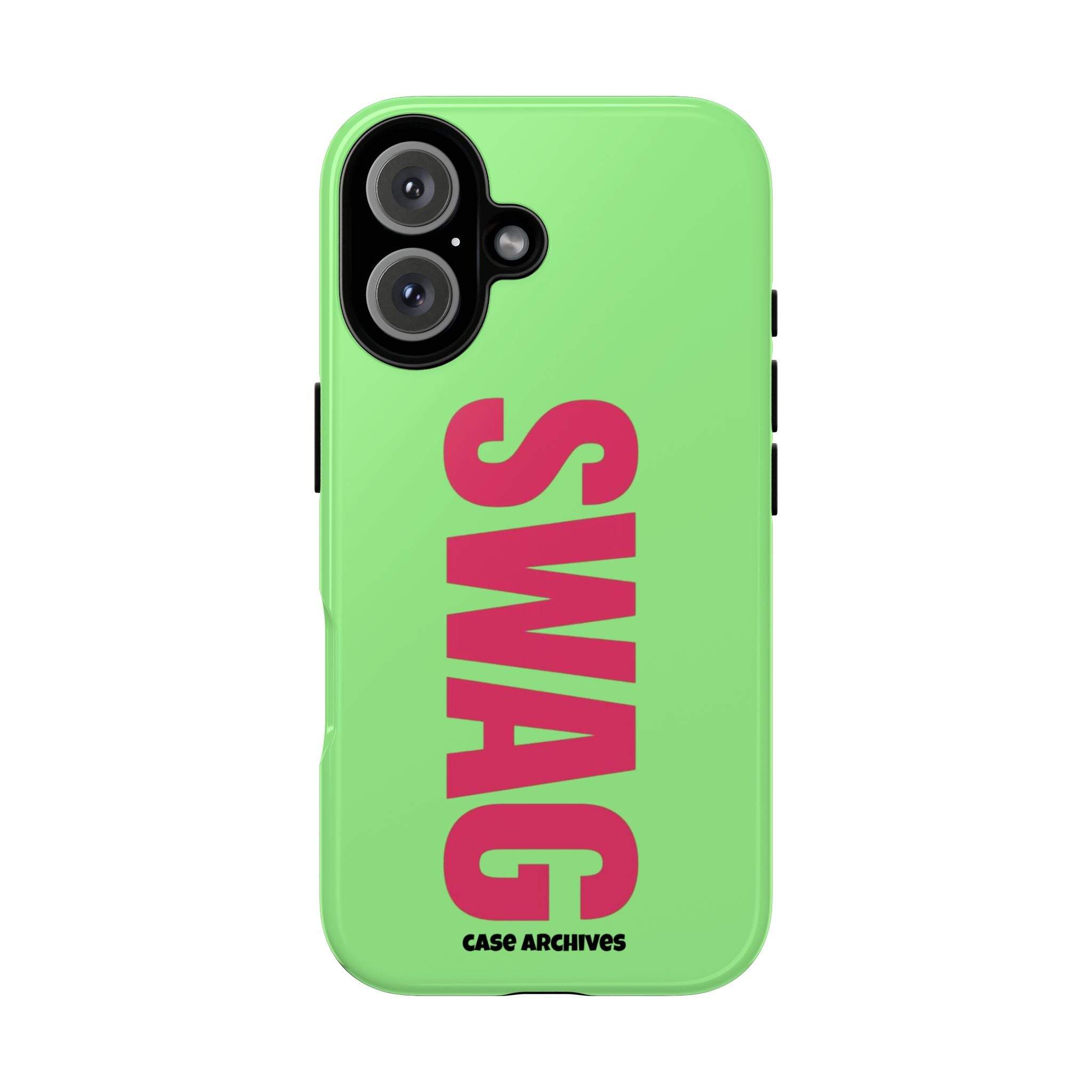 SWAG vertical text Phone Case | Lime green pink typography