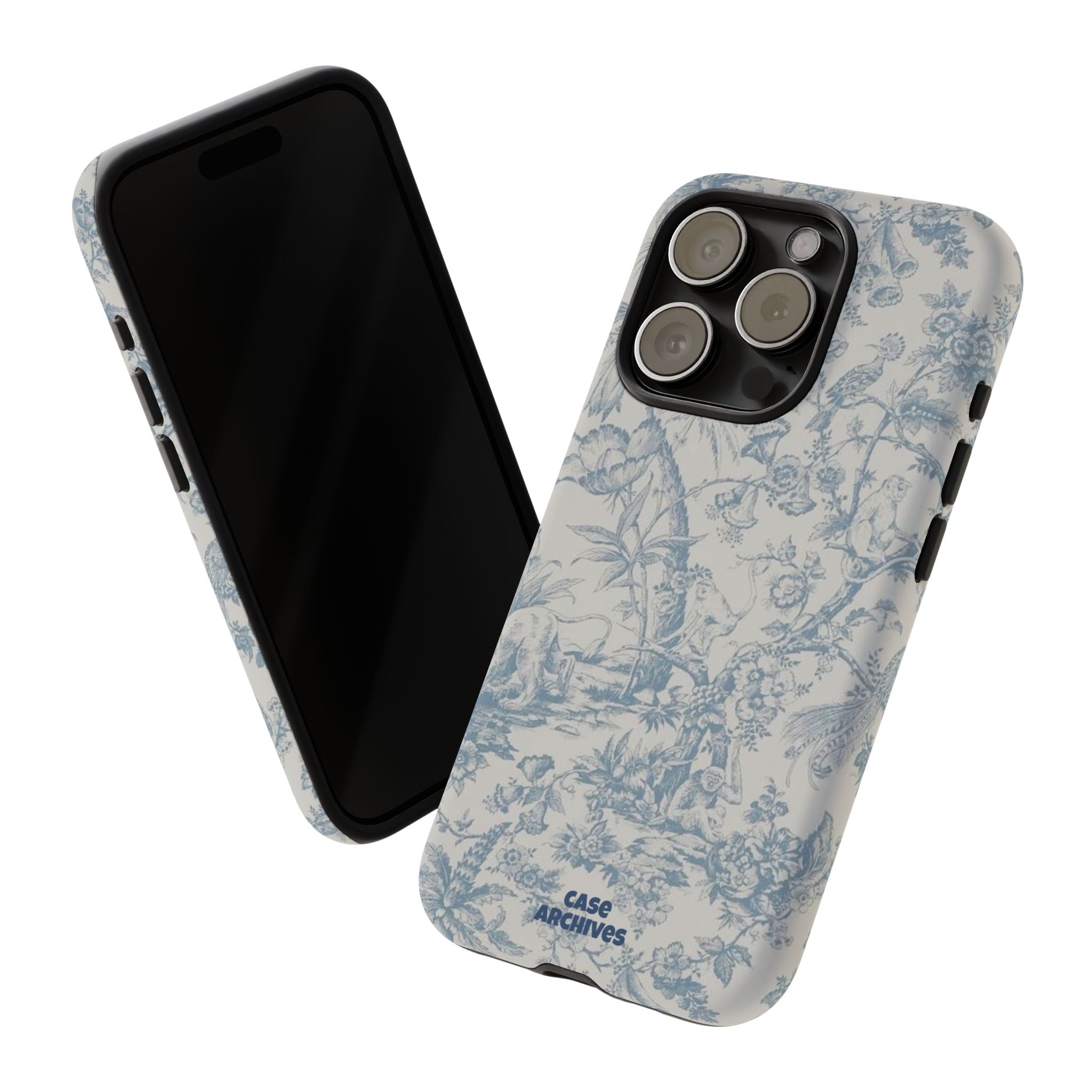 Toile Floral Tough Phone Case — Blue Vintage Botanical iPhone Protection
