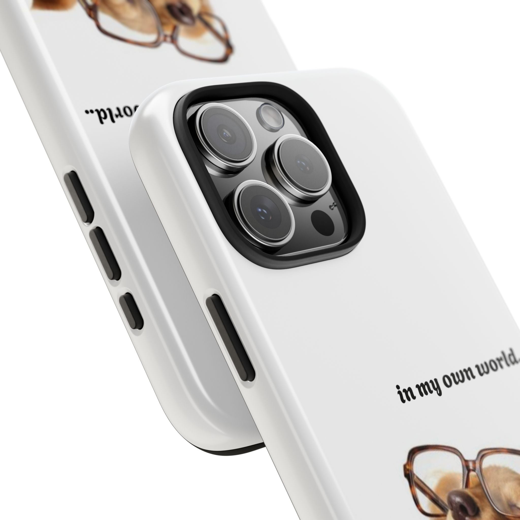 "In My Own World" Cute Dog Design, Durable Protective iPhone Case