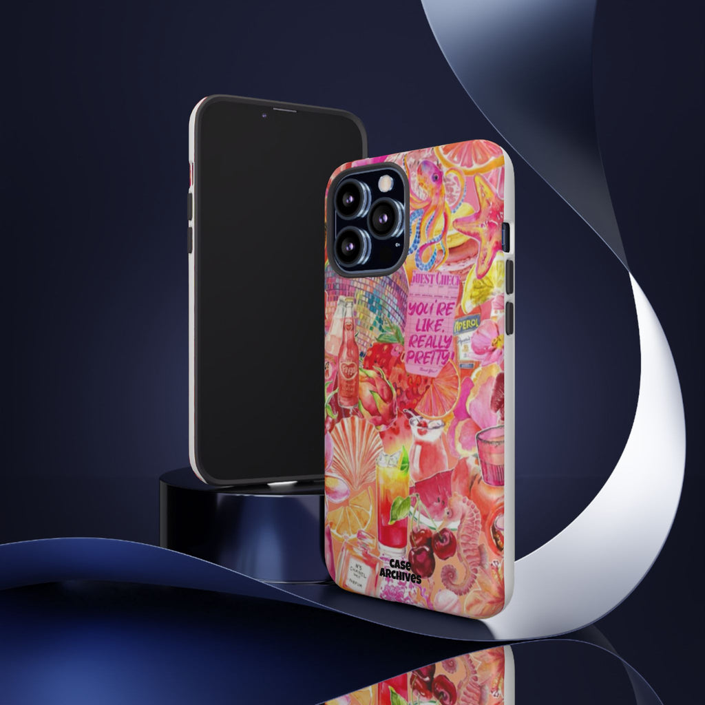Phone Case — Pink Tropical Collage "You're Like, Really Pretty"