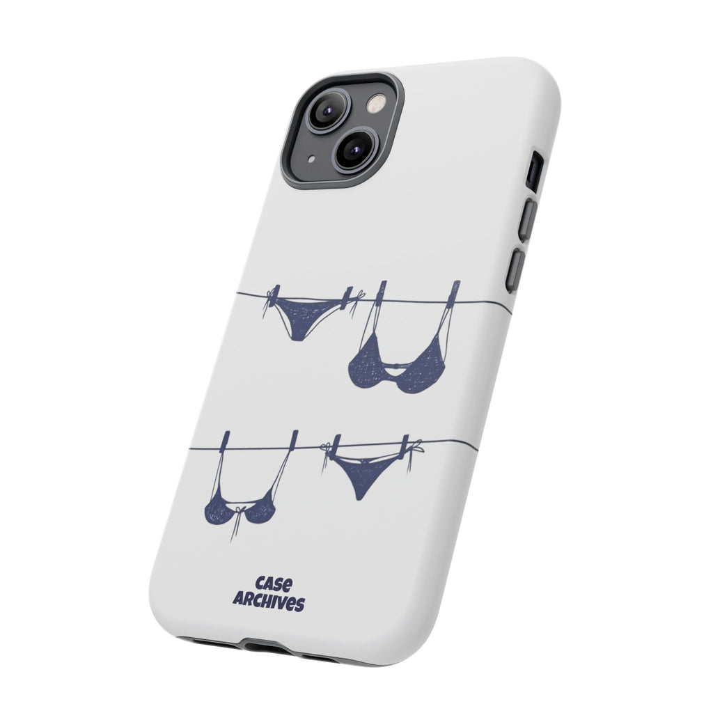 Phone Case — Blue swimsuit Clothesline Illustration Protective Cover