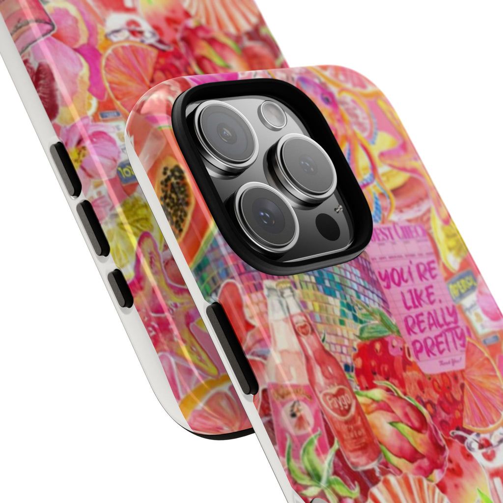 Phone Case — Pink Tropical Collage "You're Like, Really Pretty"