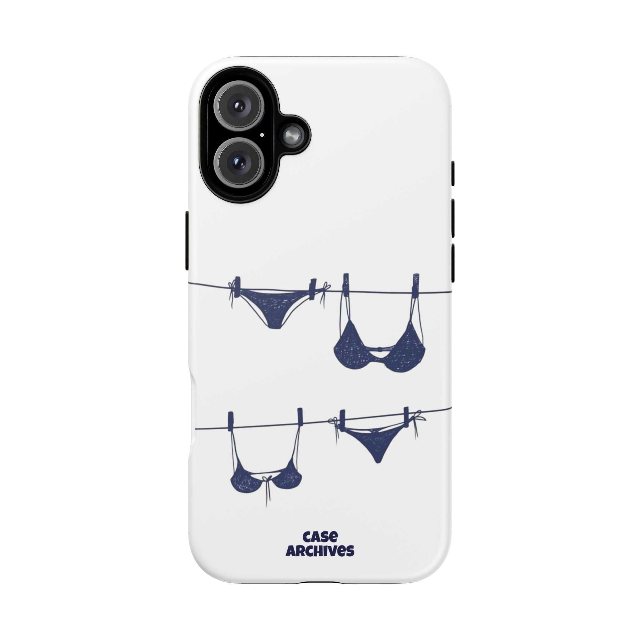 Phone Case — Blue swimsuit Clothesline Illustration Protective Cover
