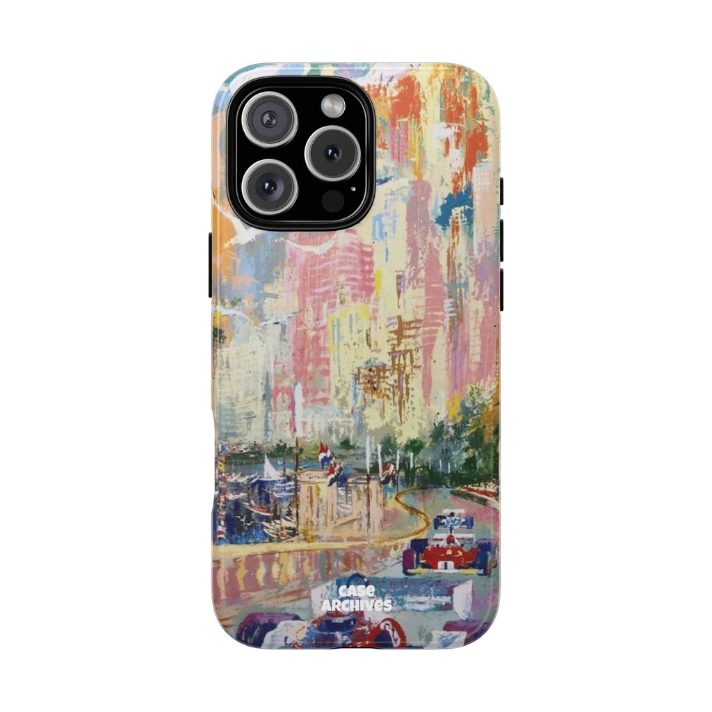 Racing Cityscape Phone Case — Vintage Grand Prix Art Protective Cover