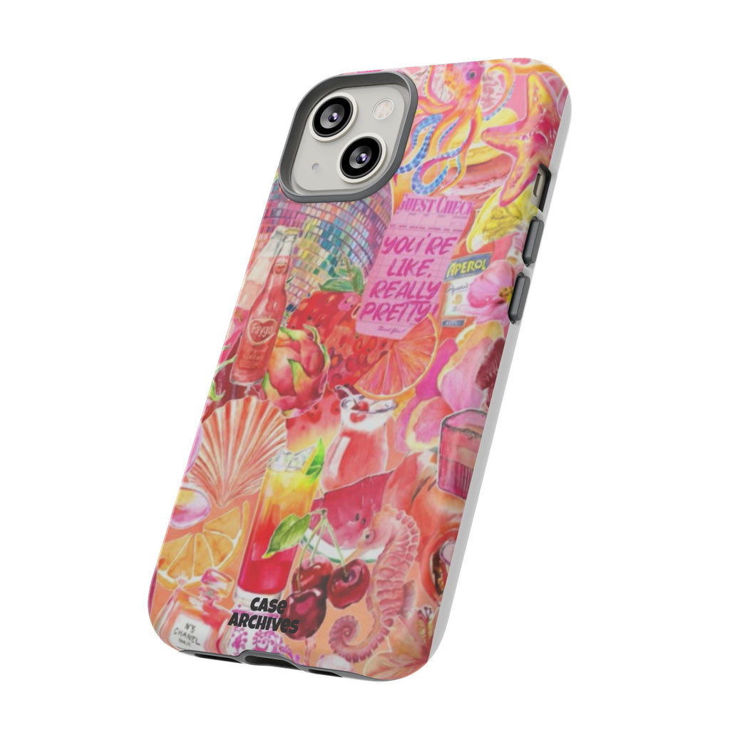 Phone Case — Pink Tropical Collage "You're Like, Really Pretty"