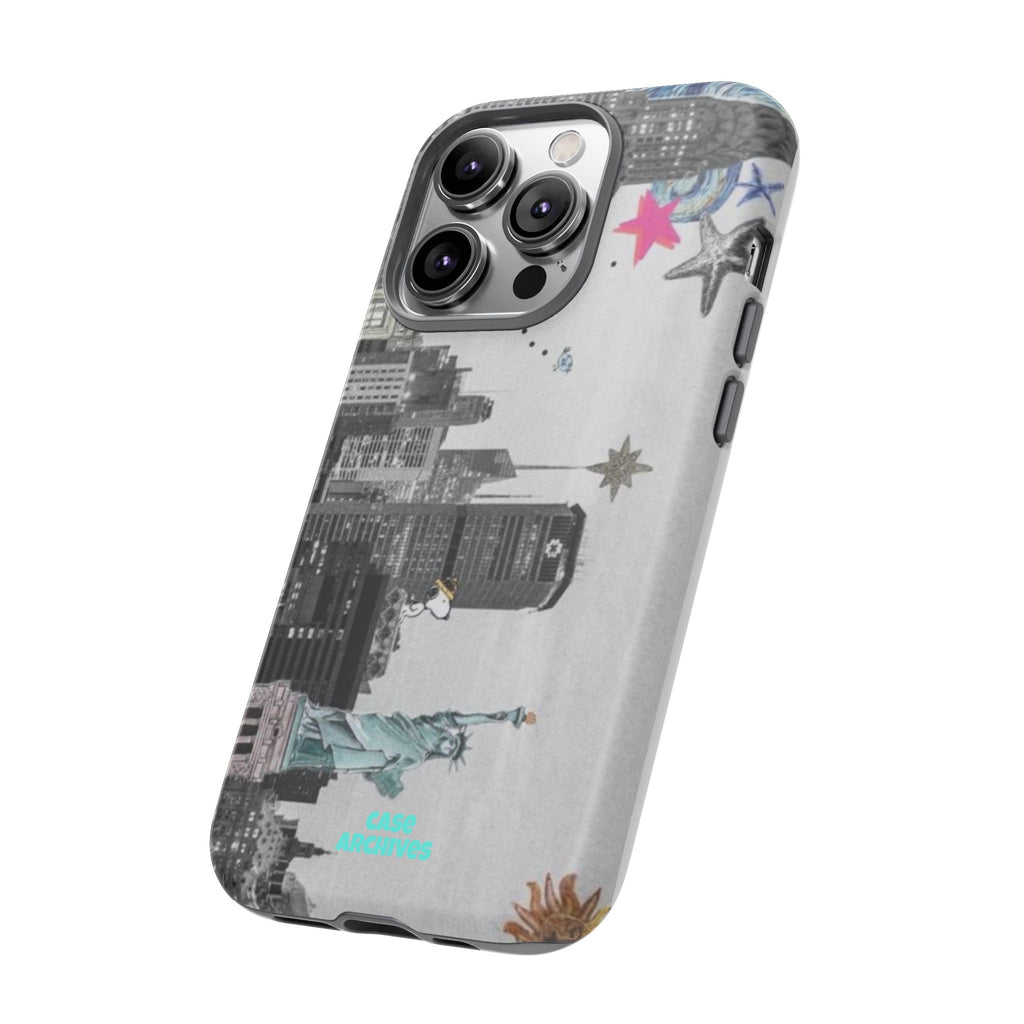 City Skyline Tough Phone Case – Statue of Liberty Urban Art Protective Cover