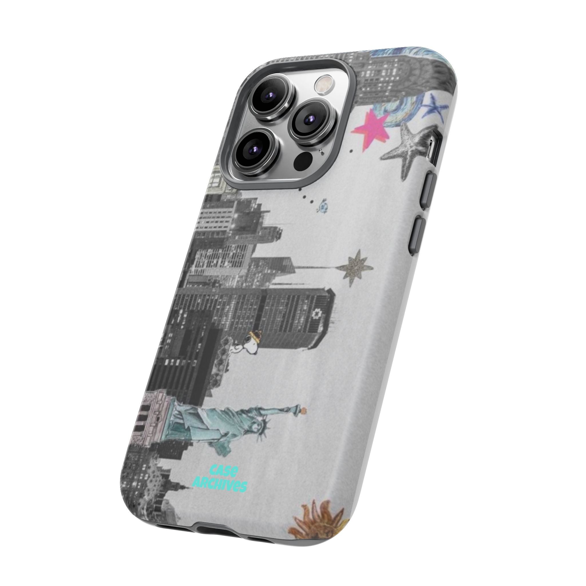 City Skyline Tough Phone Case – Statue of Liberty Urban Art Protective Cover