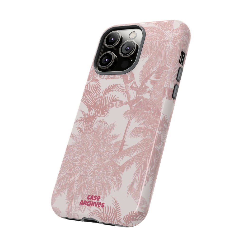 Pink Tropical Palm Tough Phone Case — Protective Floral iPhone Cover