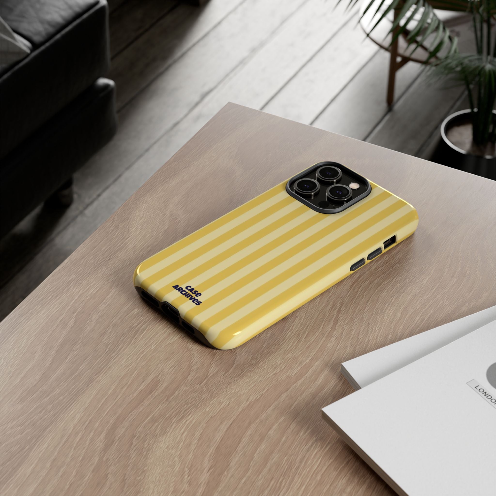 Yellow Striped Tough Phone Case – Durable Protective Cover (Case Archives)