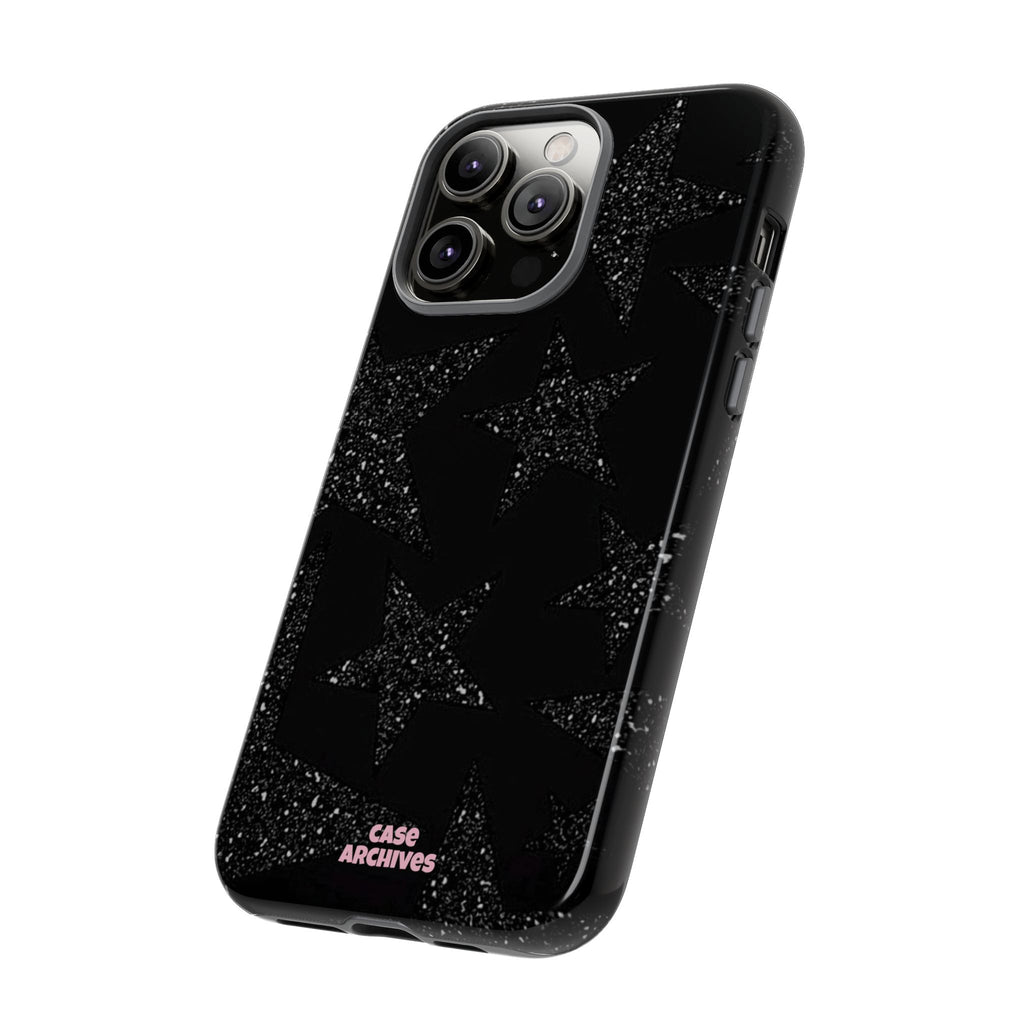 Glitter Star Tough Case — Black Sparkle Phone Protection