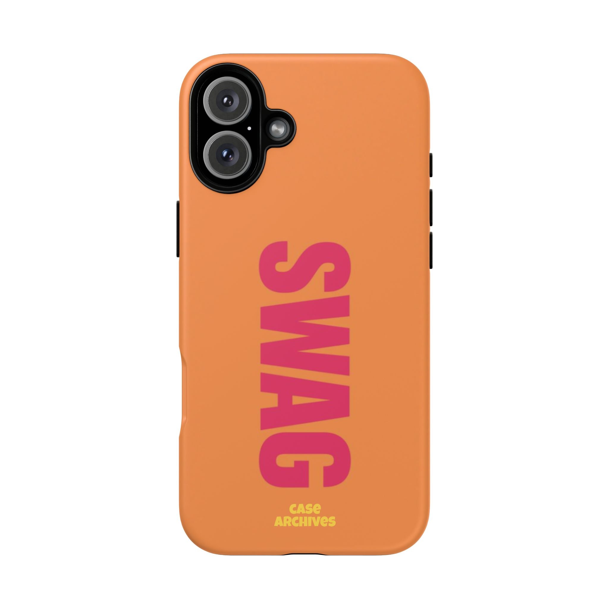 SWAG vertical text Tough Case | orange phone case, bold typography