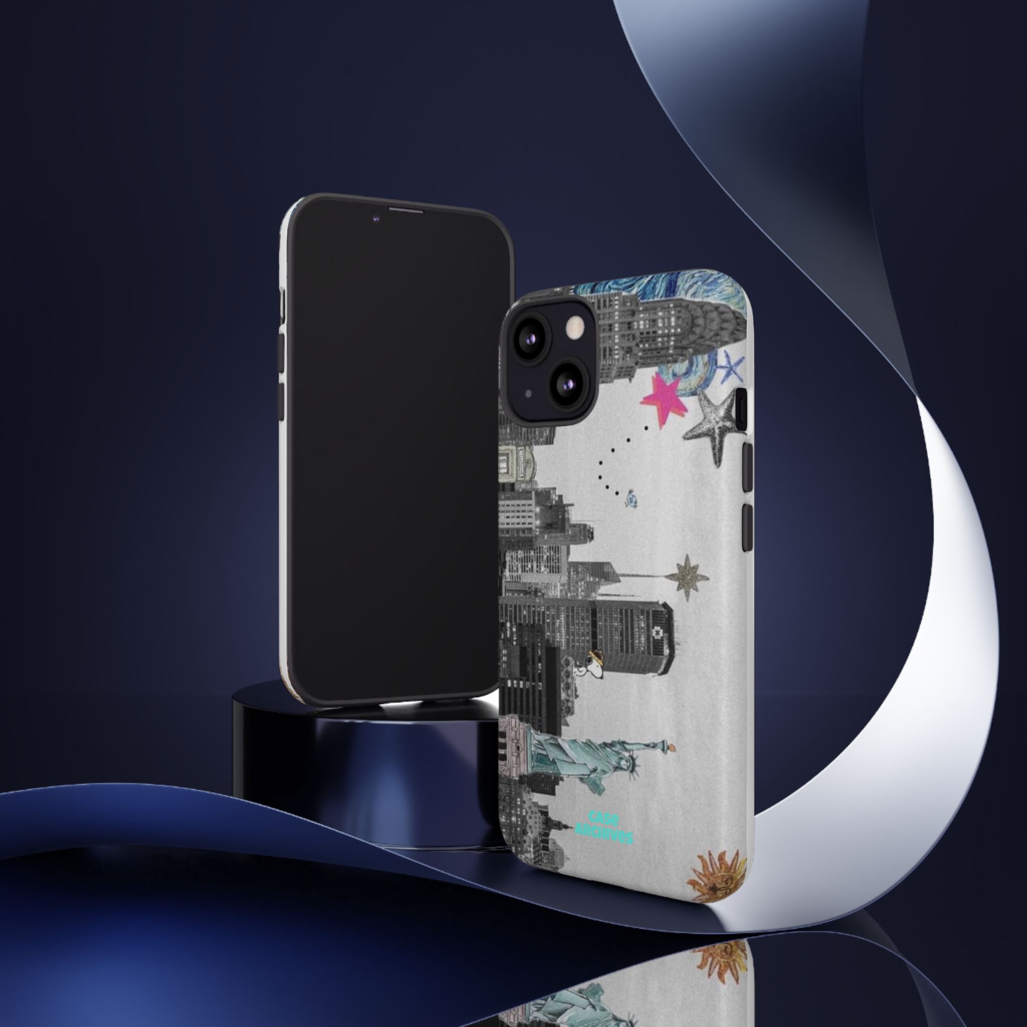 City Skyline Tough Phone Case – Statue of Liberty Urban Art Protective Cover