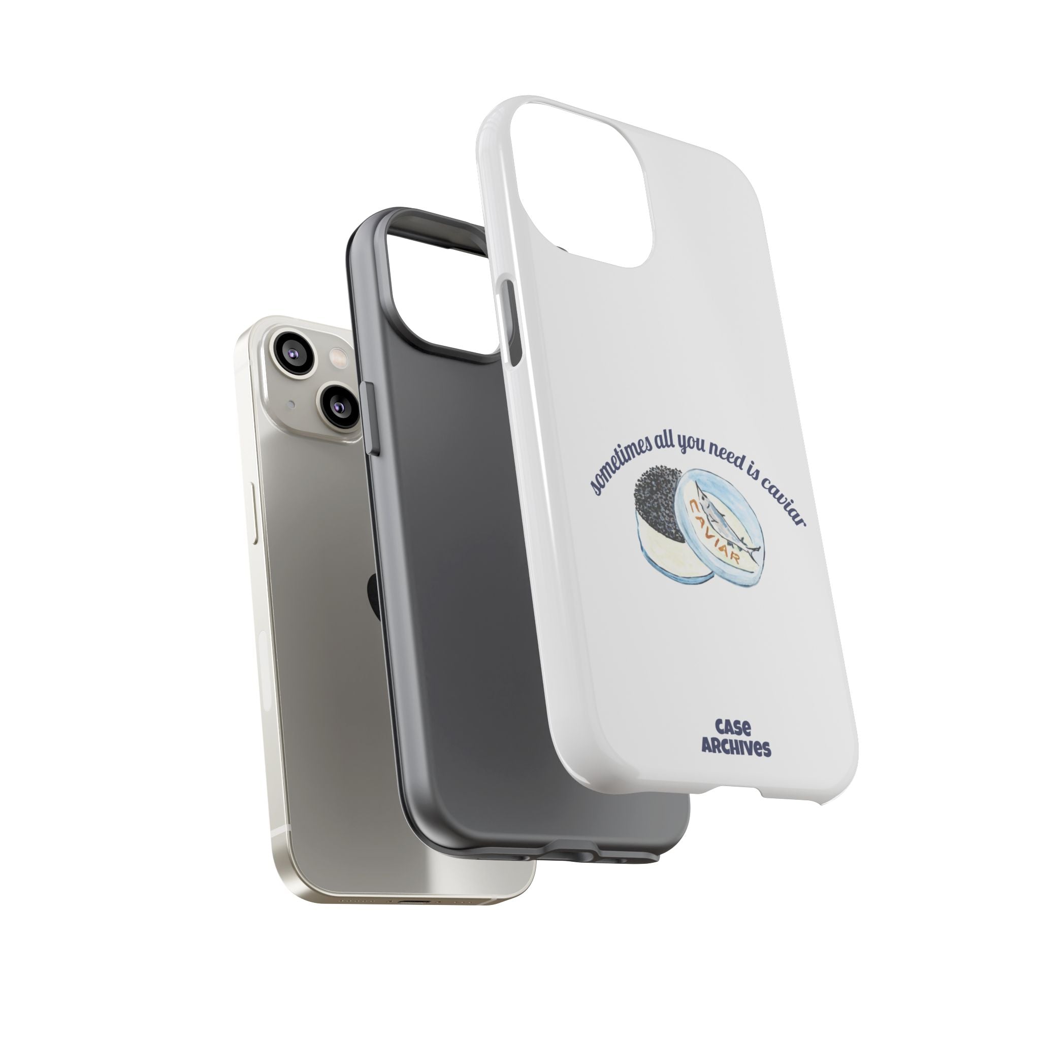 Caviar Illustration Phone Case — "sometimes all you need is caviar" Protective Hard Case
